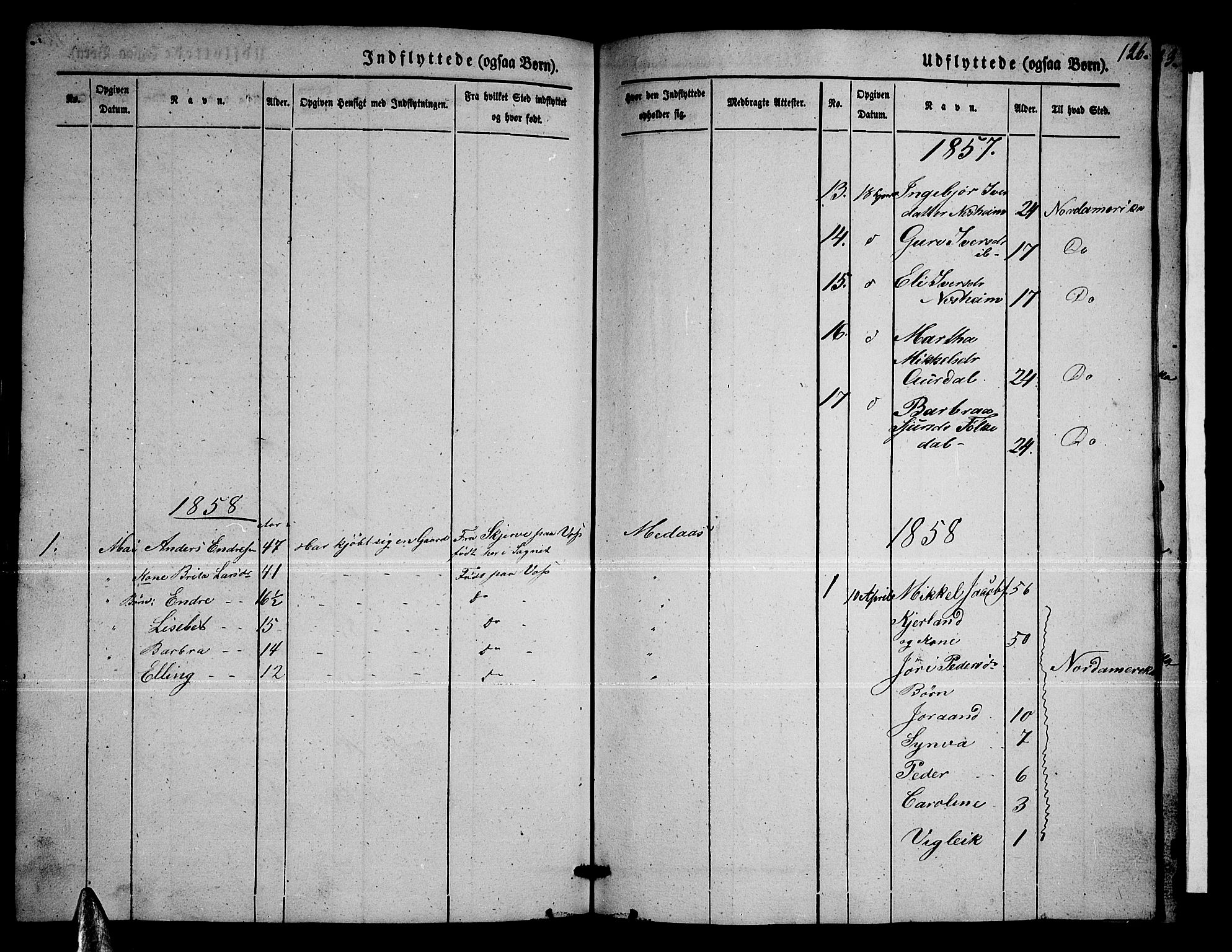 Ulvik sokneprestembete, SAB/A-78801/H/Hab: Parish register (copy) no. B 1, 1855-1868, p. 126