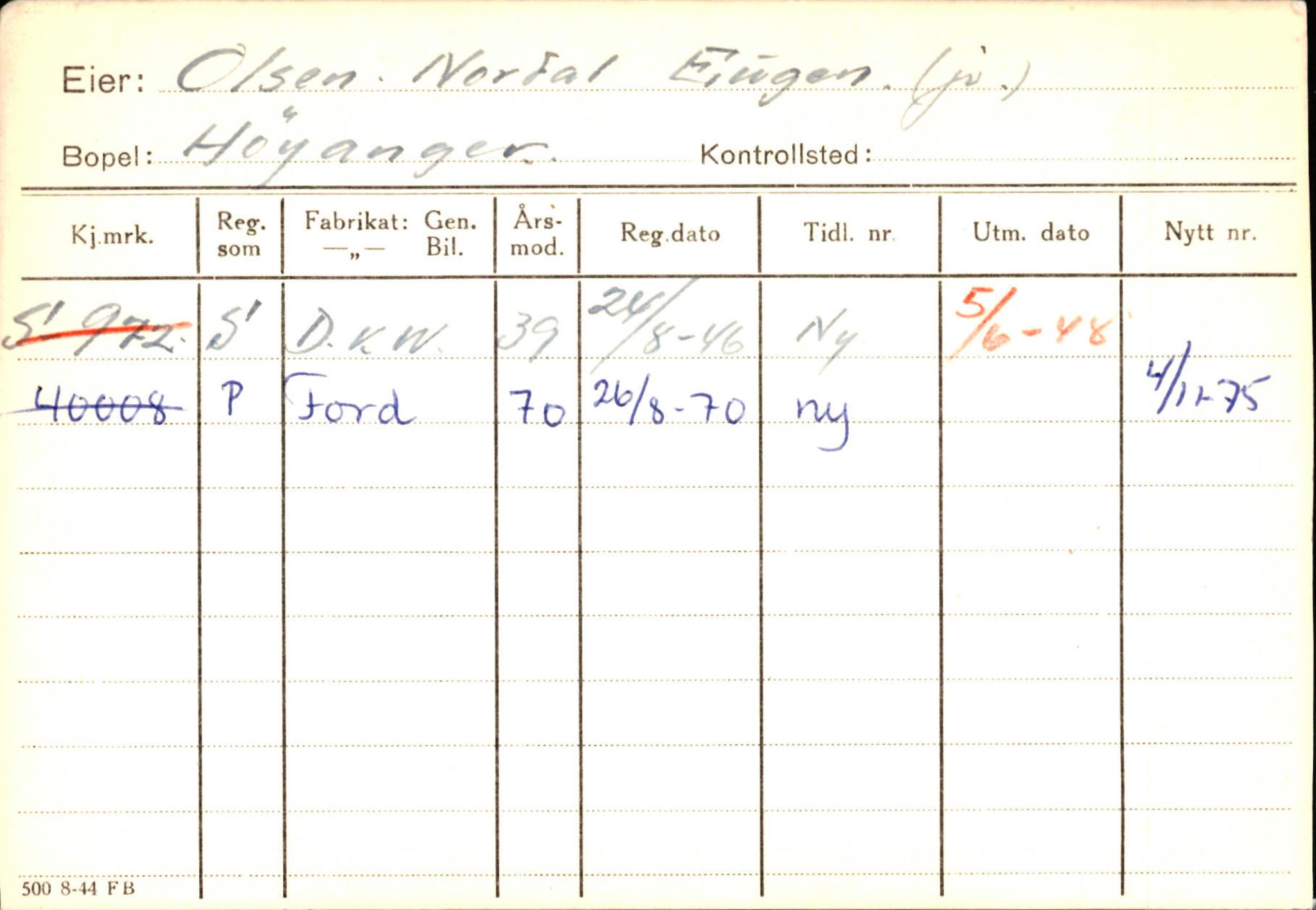 Statens vegvesen, Sogn og Fjordane vegkontor, AV/SAB-A-5301/4/F/L0130: Eigarregister Eid T-Å. Høyanger A-O, 1945-1975, p. 2457