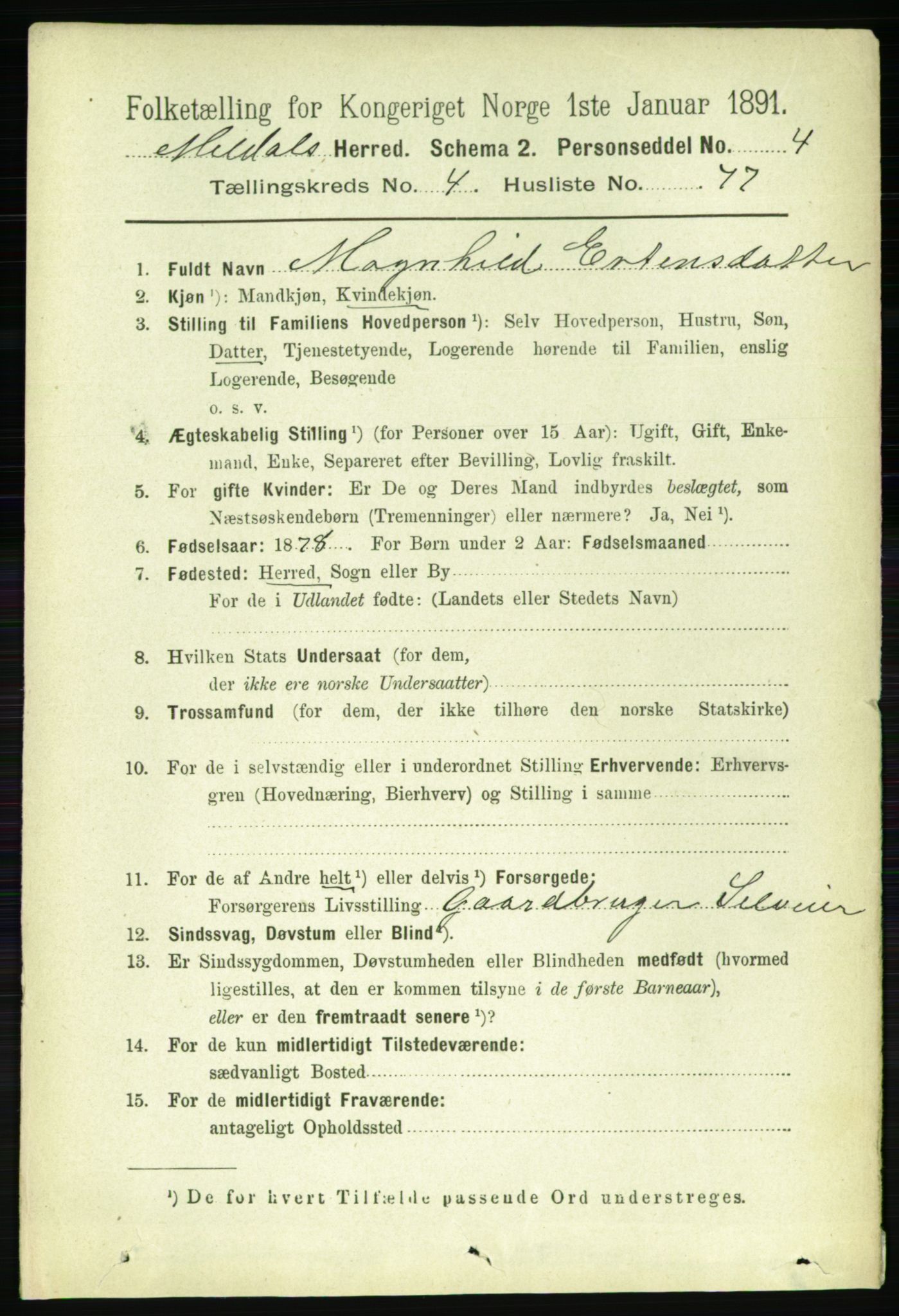 RA, 1891 census for 1636 Meldal, 1891, p. 2463