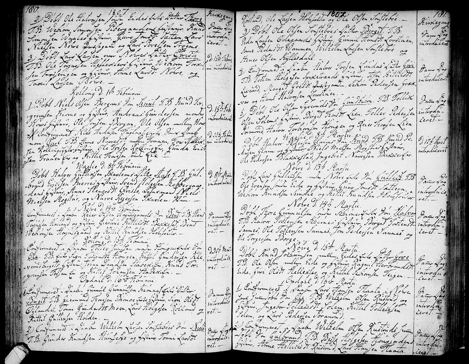 Rollag kirkebøker, AV/SAKO-A-240/F/Fa/L0005: Parish register (official) no. I 5, 1792-1814, p. 180-181