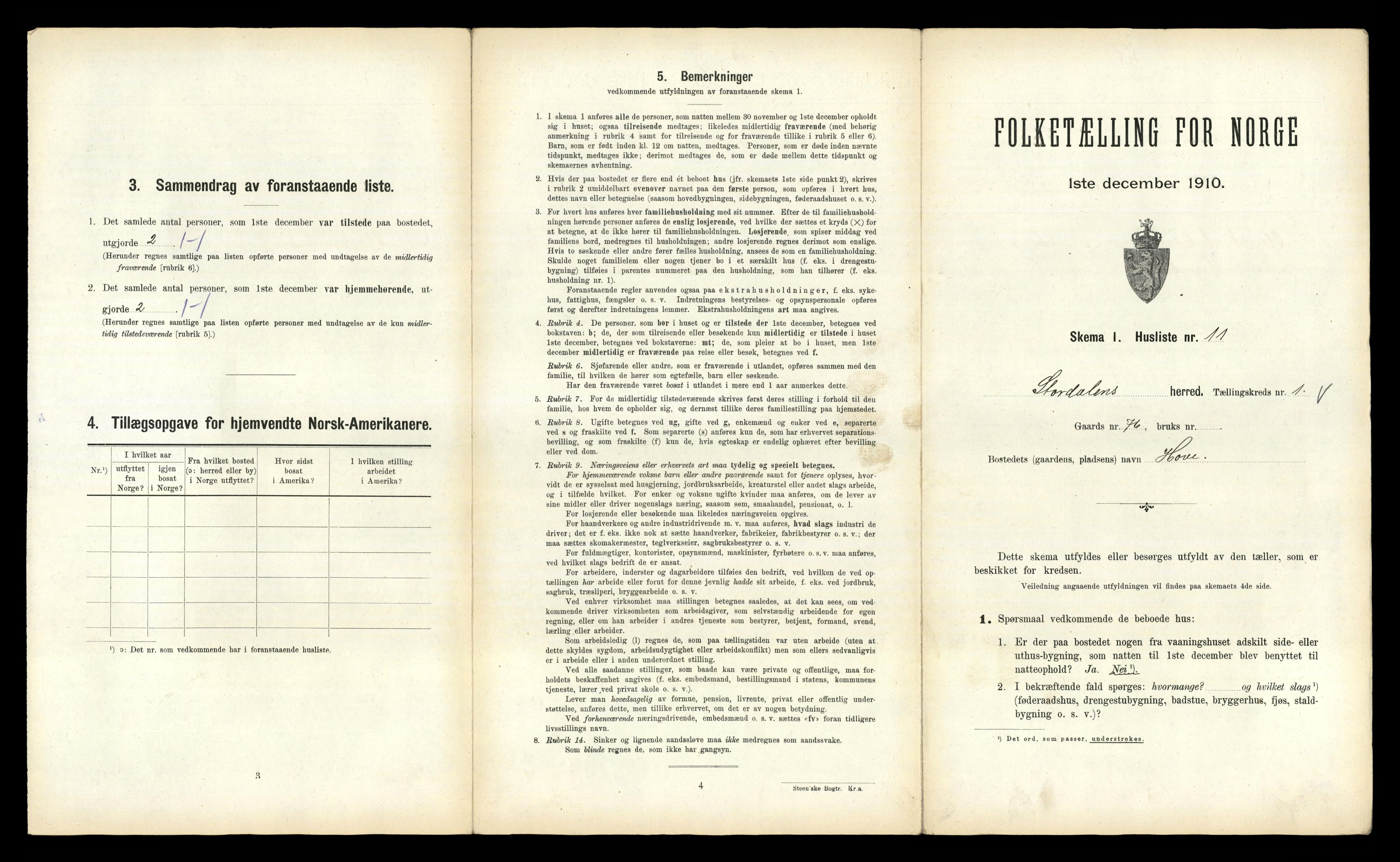 RA, 1910 census for Stordal, 1910, p. 42