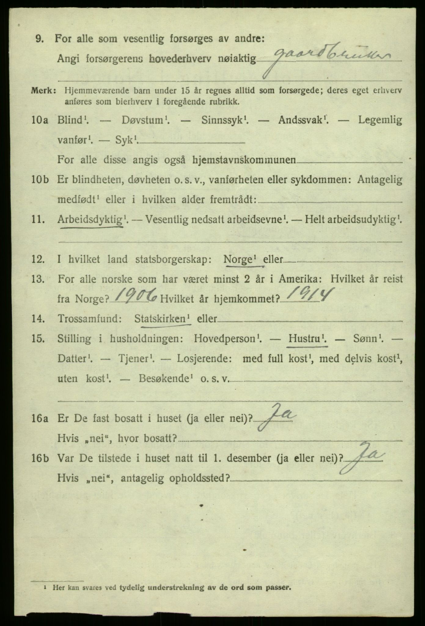 SAB, 1920 census for Hyllestad, 1920, p. 4095