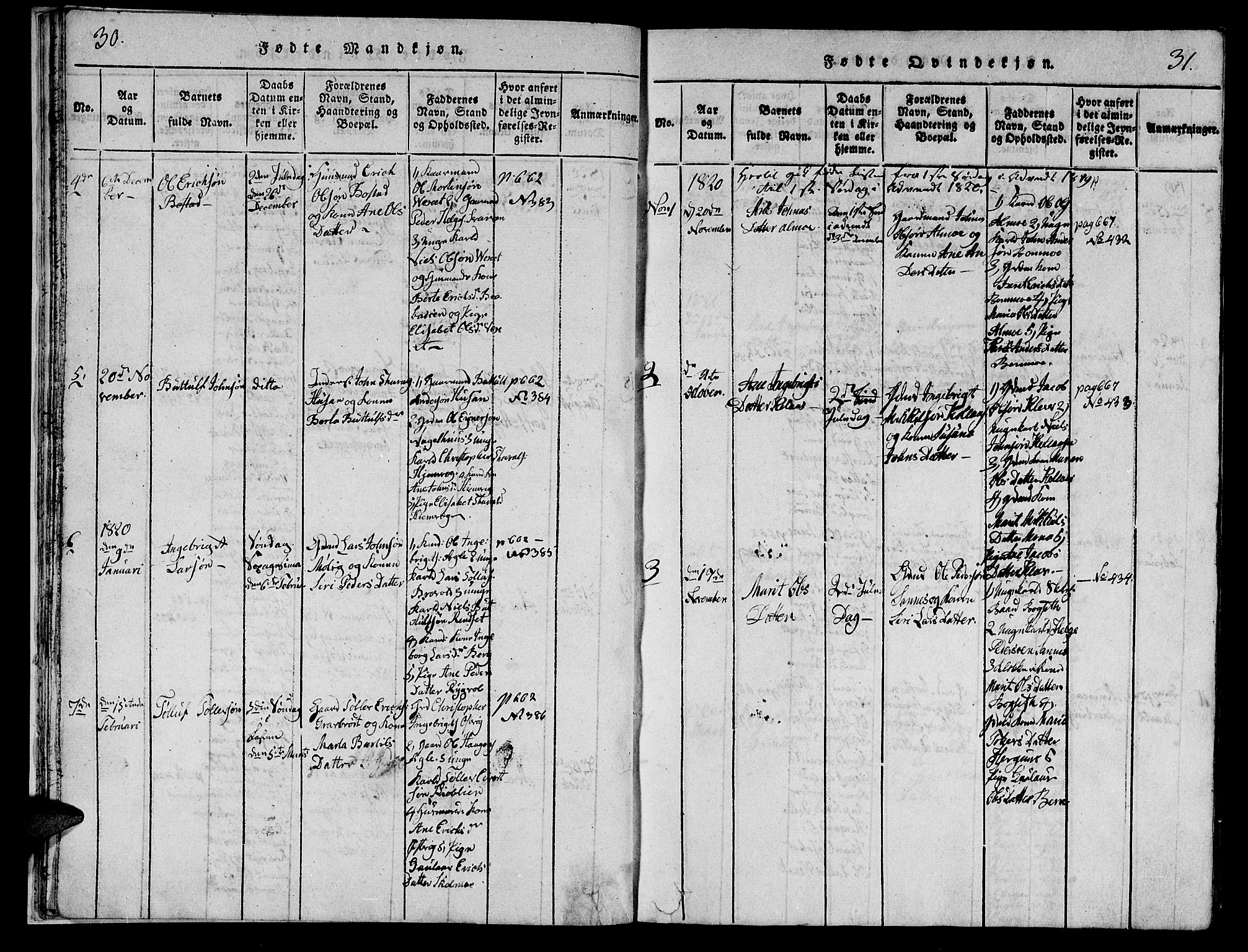 Ministerialprotokoller, klokkerbøker og fødselsregistre - Nord-Trøndelag, SAT/A-1458/749/L0479: Parish register (copy) no. 749C01, 1817-1829, p. 30-31