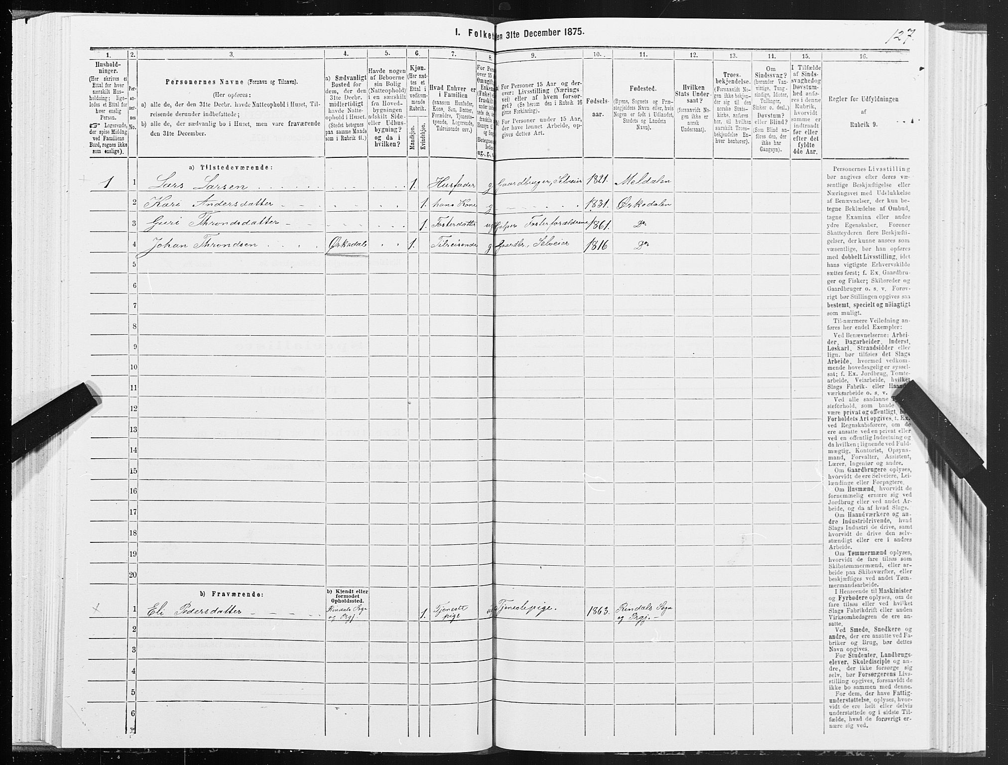 SAT, 1875 census for 1567P Rindal, 1875, p. 2127