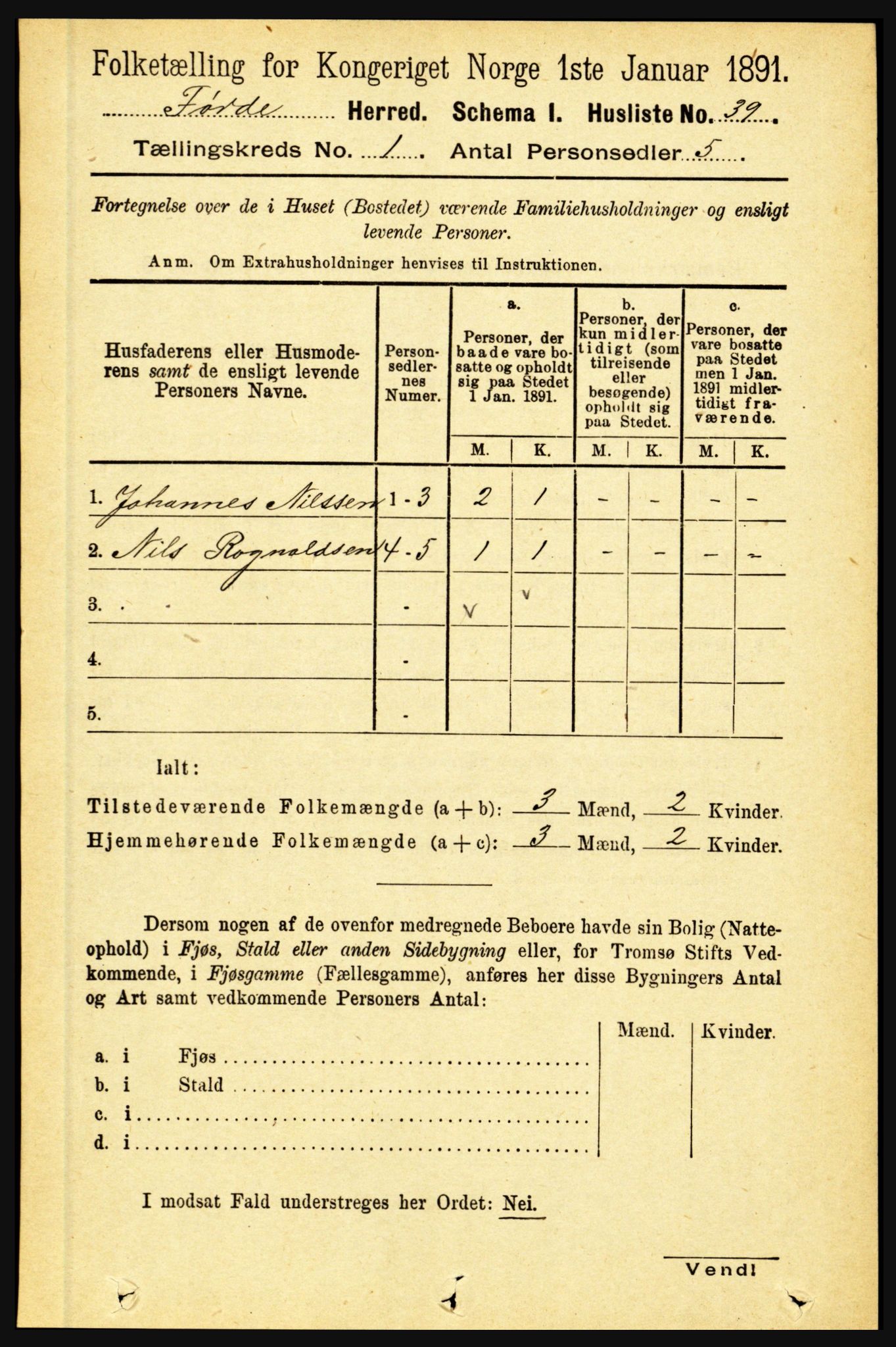 RA, 1891 census for 1432 Førde, 1891, p. 83