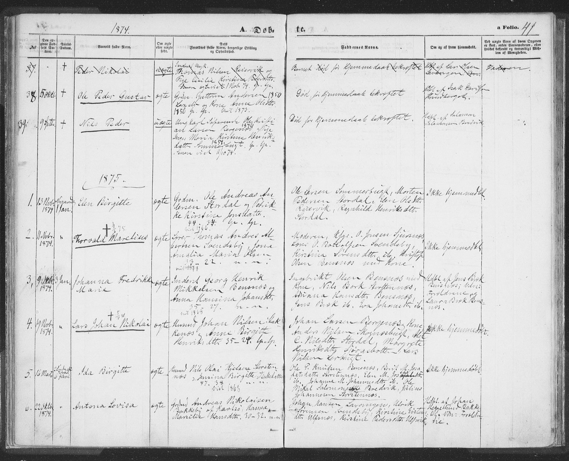 Lyngen sokneprestembete, SATØ/S-1289/H/He/Hea/L0009kirke: Parish register (official) no. 9, 1864-1882, p. 41