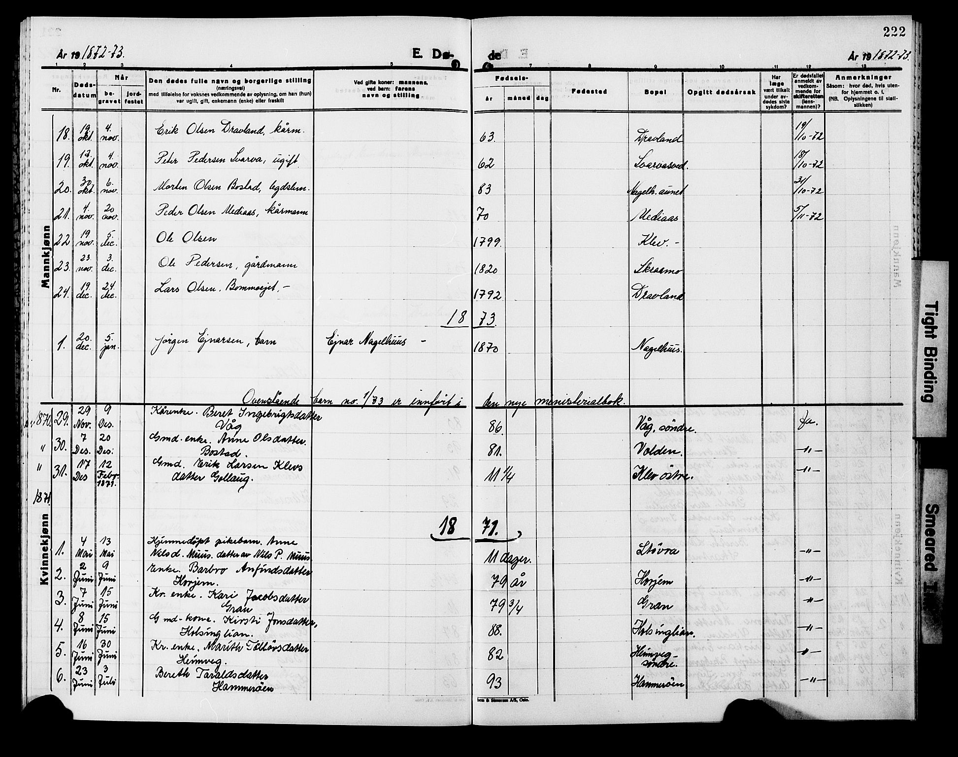 Ministerialprotokoller, klokkerbøker og fødselsregistre - Nord-Trøndelag, SAT/A-1458/749/L0485: Parish register (official) no. 749D01, 1857-1872, p. 222