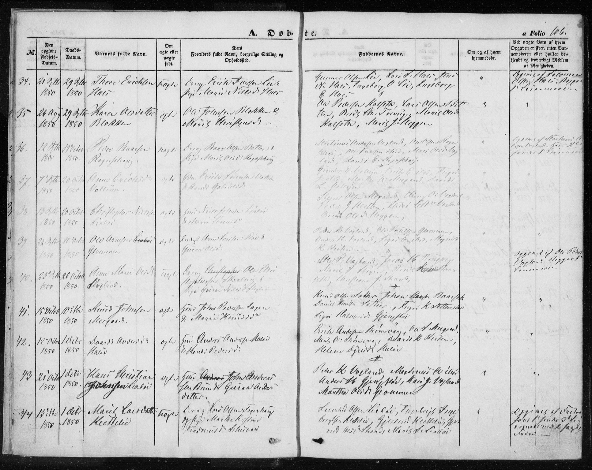 Ministerialprotokoller, klokkerbøker og fødselsregistre - Møre og Romsdal, SAT/A-1454/576/L0883: Parish register (official) no. 576A01, 1849-1865, p. 106