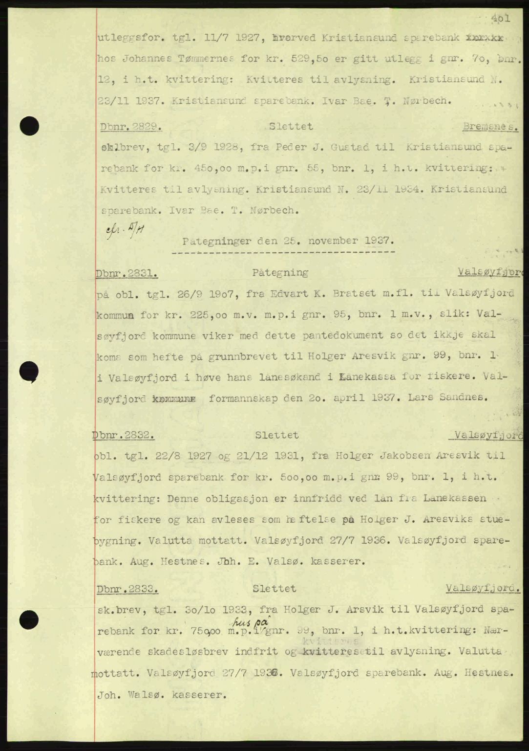 Nordmøre sorenskriveri, AV/SAT-A-4132/1/2/2Ca: Mortgage book no. C80, 1936-1939, Diary no: : 2829/1937