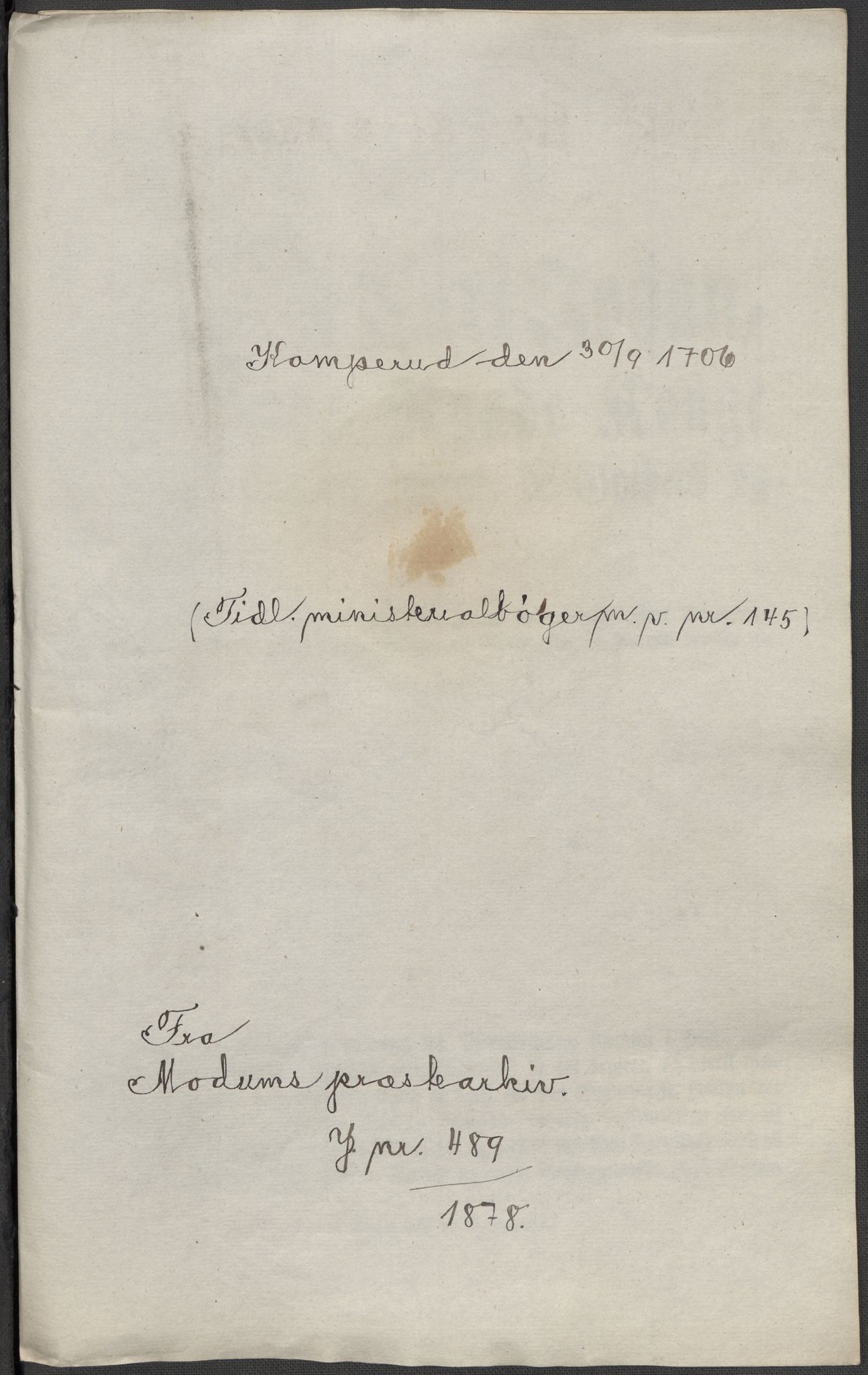 Riksarkivets diplomsamling, RA/EA-5965/F15/L0016: Prestearkiv - Buskerud, 1662-1781, p. 10