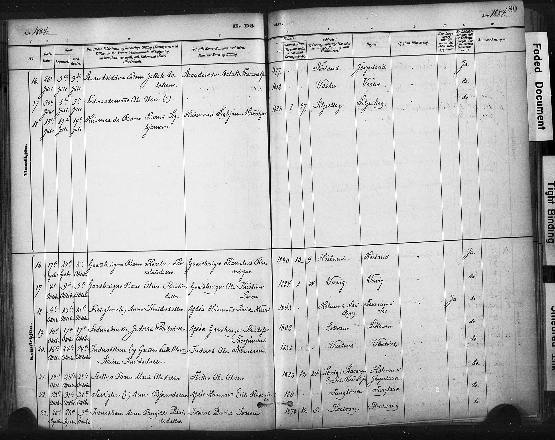 Strand sokneprestkontor, AV/SAST-A-101828/H/Ha/Haa/L0010: Parish register (official) no. A 10, 1882-1929, p. 80