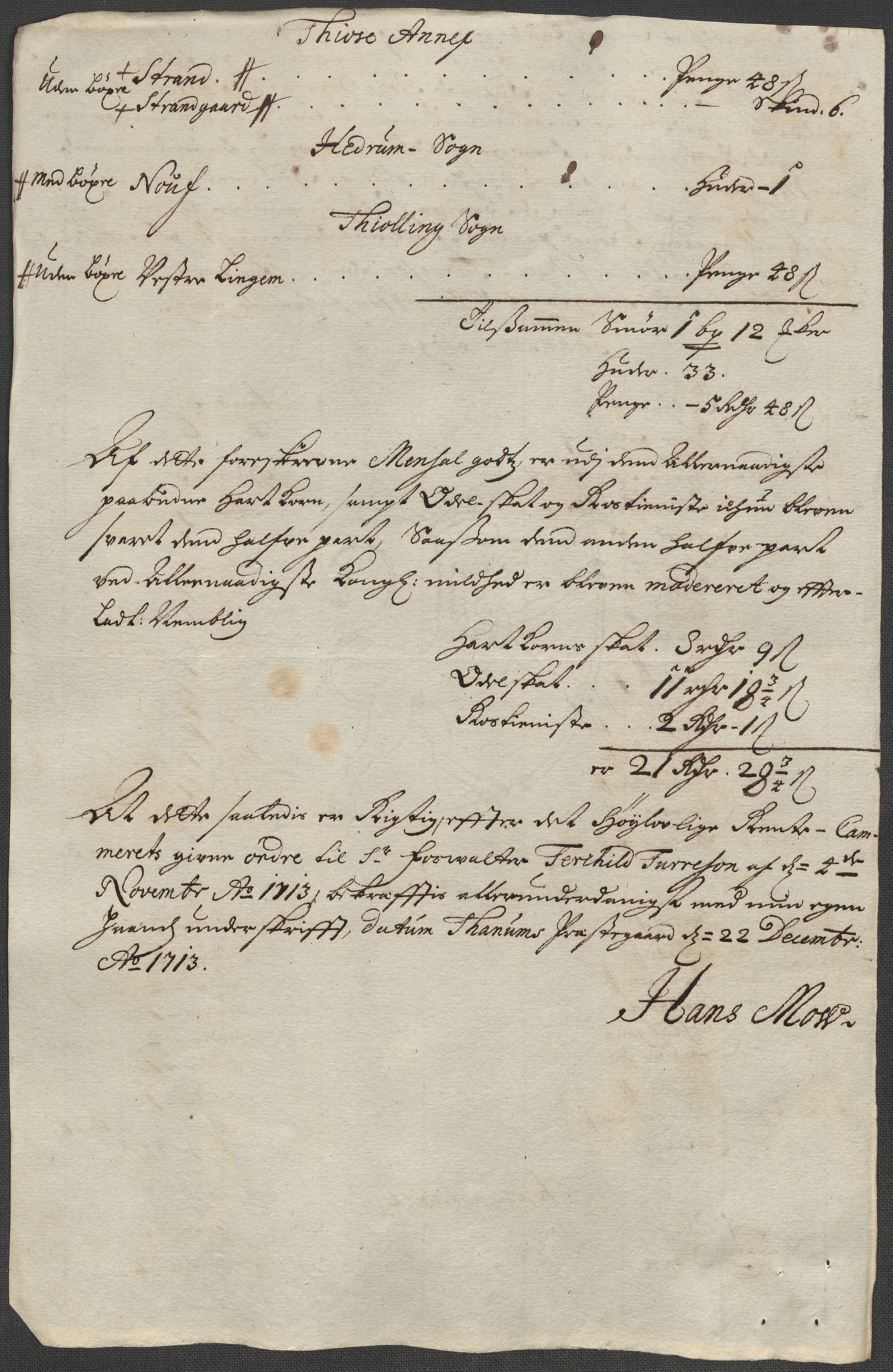 Rentekammeret inntil 1814, Reviderte regnskaper, Fogderegnskap, AV/RA-EA-4092/R33/L1985: Fogderegnskap Larvik grevskap, 1713, p. 280