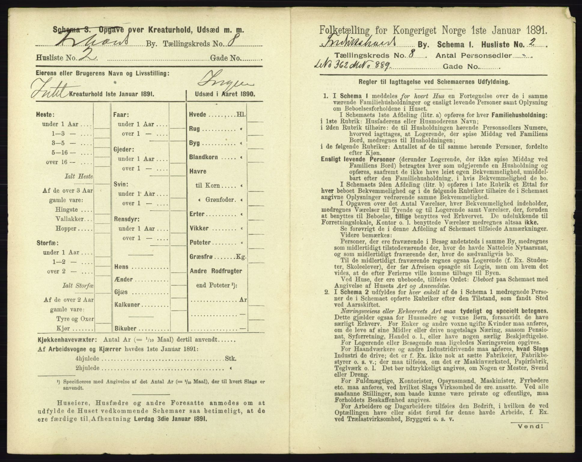 RA, 1891 census for 0101 Fredrikshald, 1891, p. 708