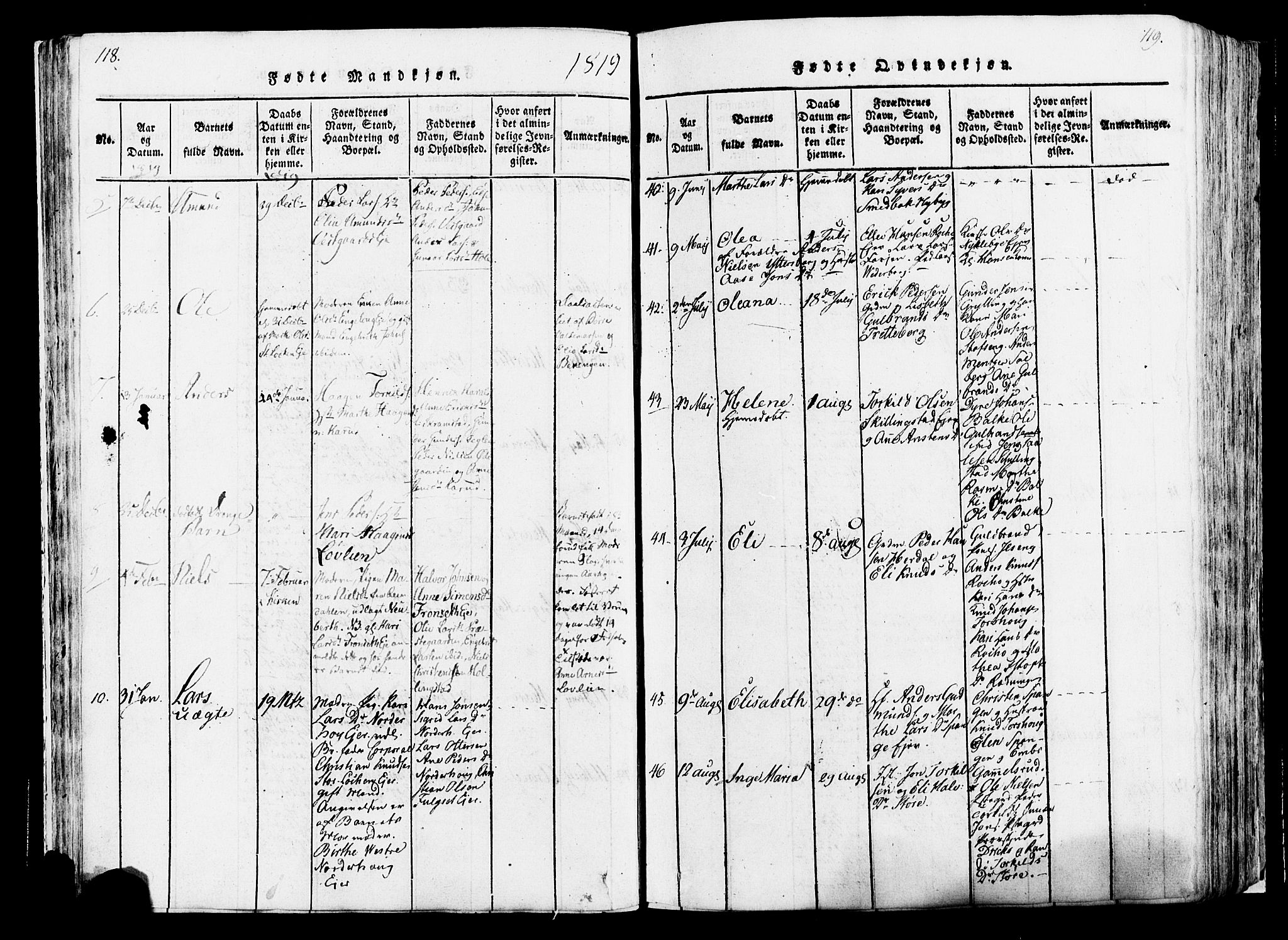 Løten prestekontor, AV/SAH-PREST-022/K/Ka/L0005: Parish register (official) no. 5, 1814-1832, p. 118-119