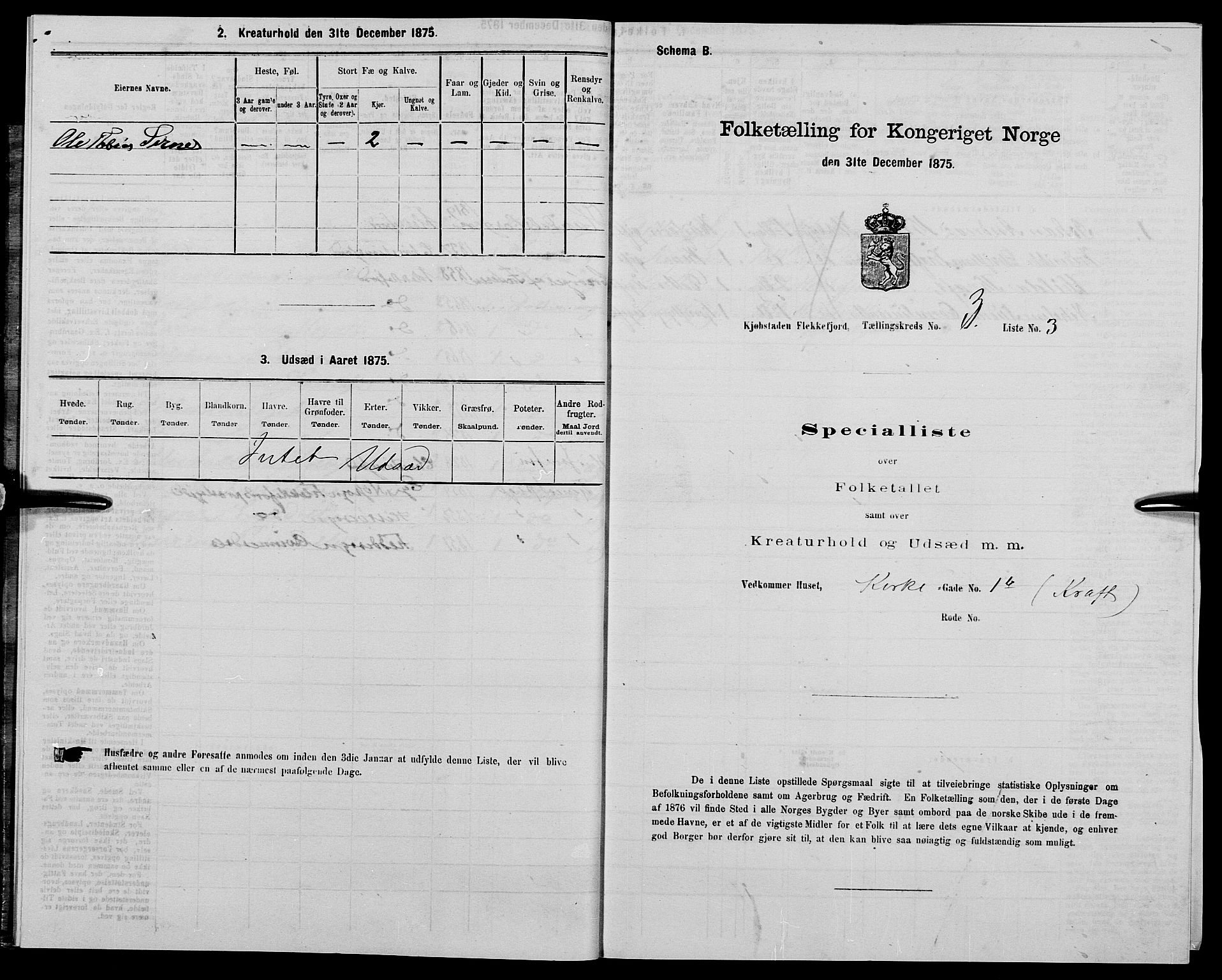 SAK, 1875 census for 1004B Flekkefjord/Flekkefjord, 1875, p. 397