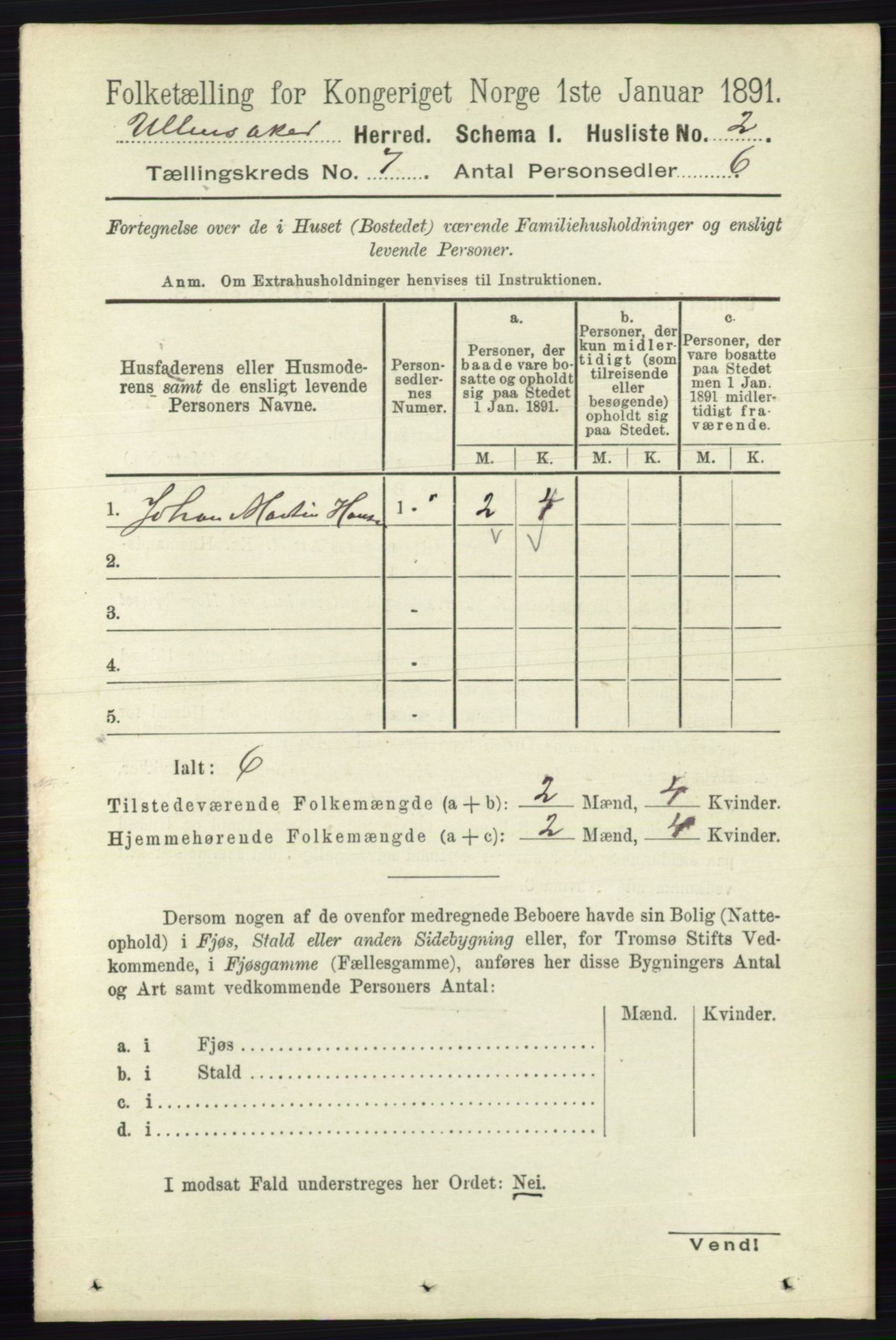 RA, 1891 census for 0235 Ullensaker, 1891, p. 3003