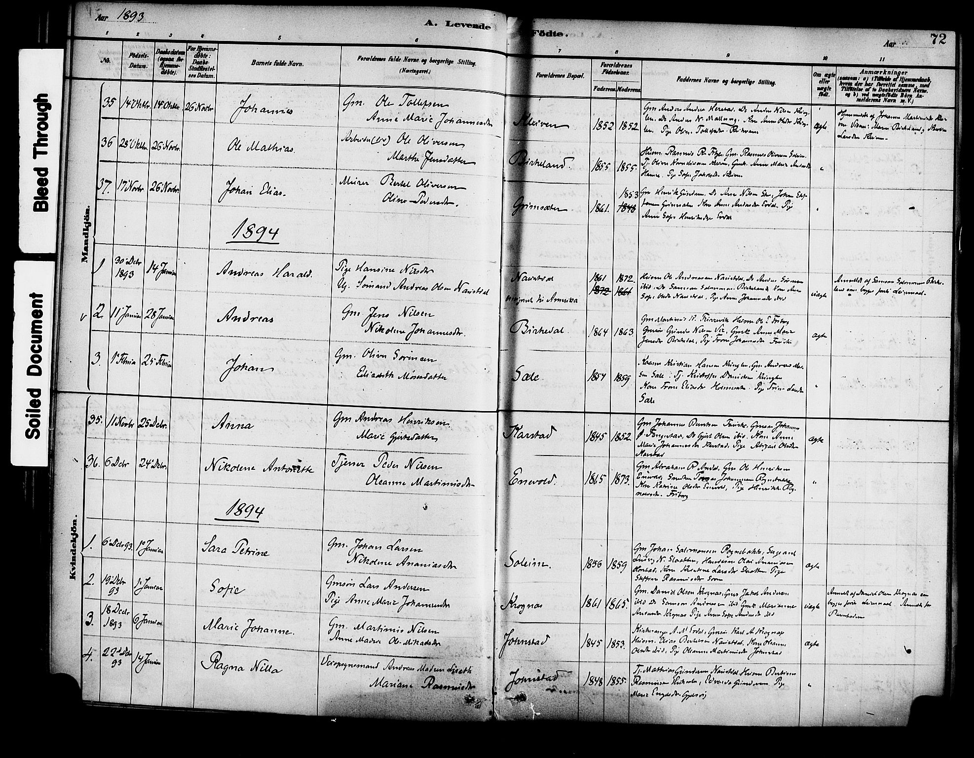 Førde sokneprestembete, SAB/A-79901/H/Haa/Haad/L0001: Parish register (official) no. D 1, 1881-1898, p. 72