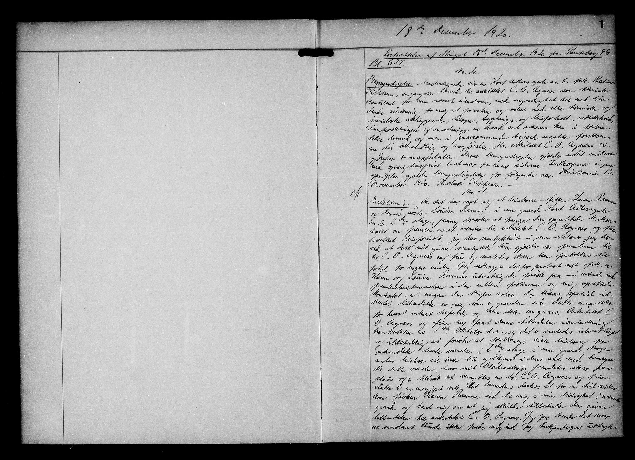 Oslo byskriverembete, AV/SAO-A-10227/G/Gb/Gbb/Gbba/L0098: Mortgage book no. I 98, 1920-1922, p. 1