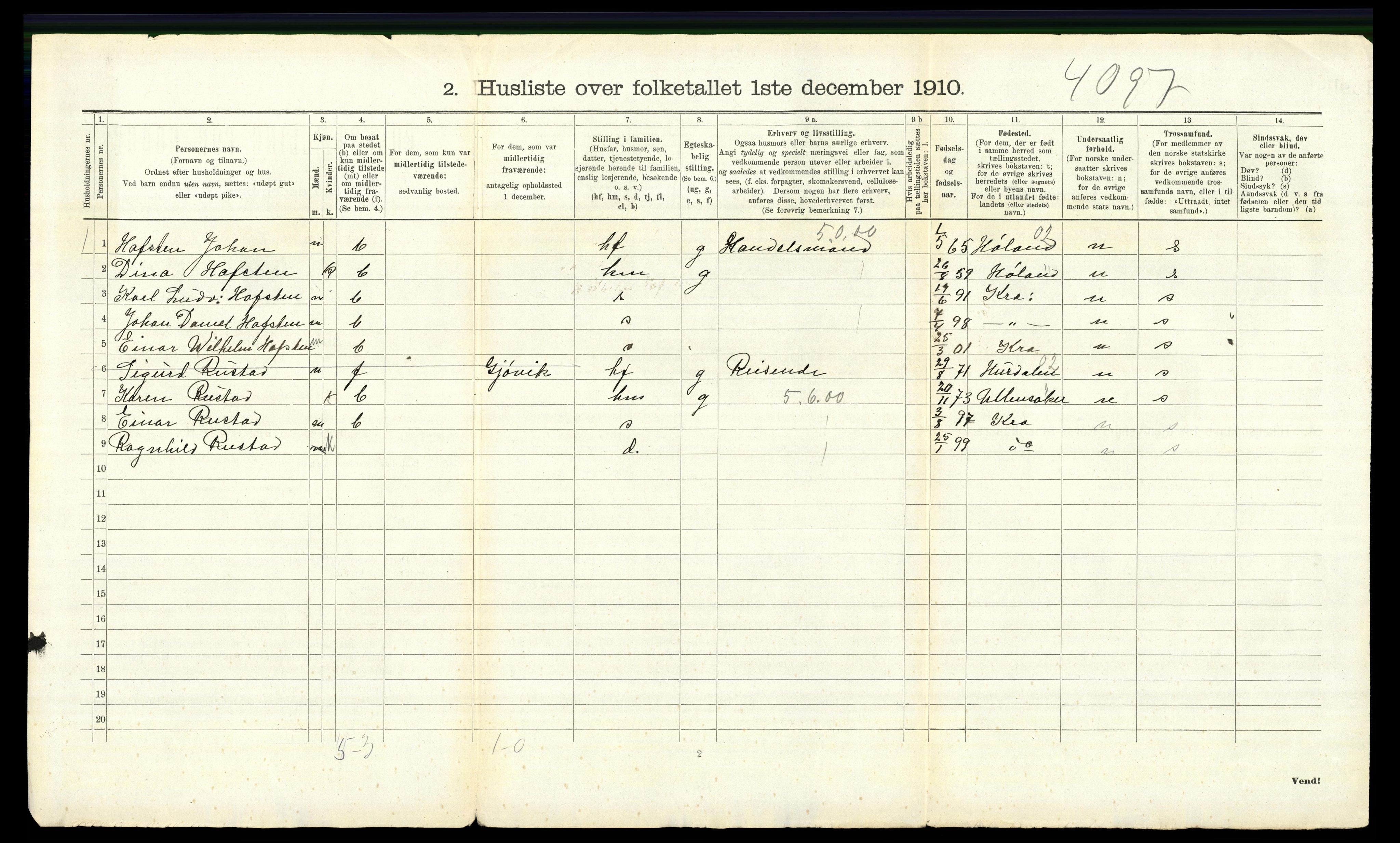 RA, 1910 census for Aker, 1910, p. 4304