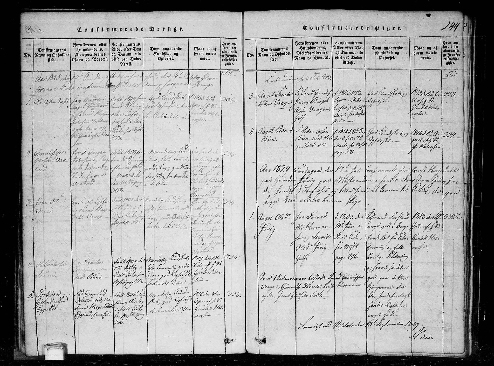 Tinn kirkebøker, AV/SAKO-A-308/G/Gc/L0001: Parish register (copy) no. III 1, 1815-1879, p. 244