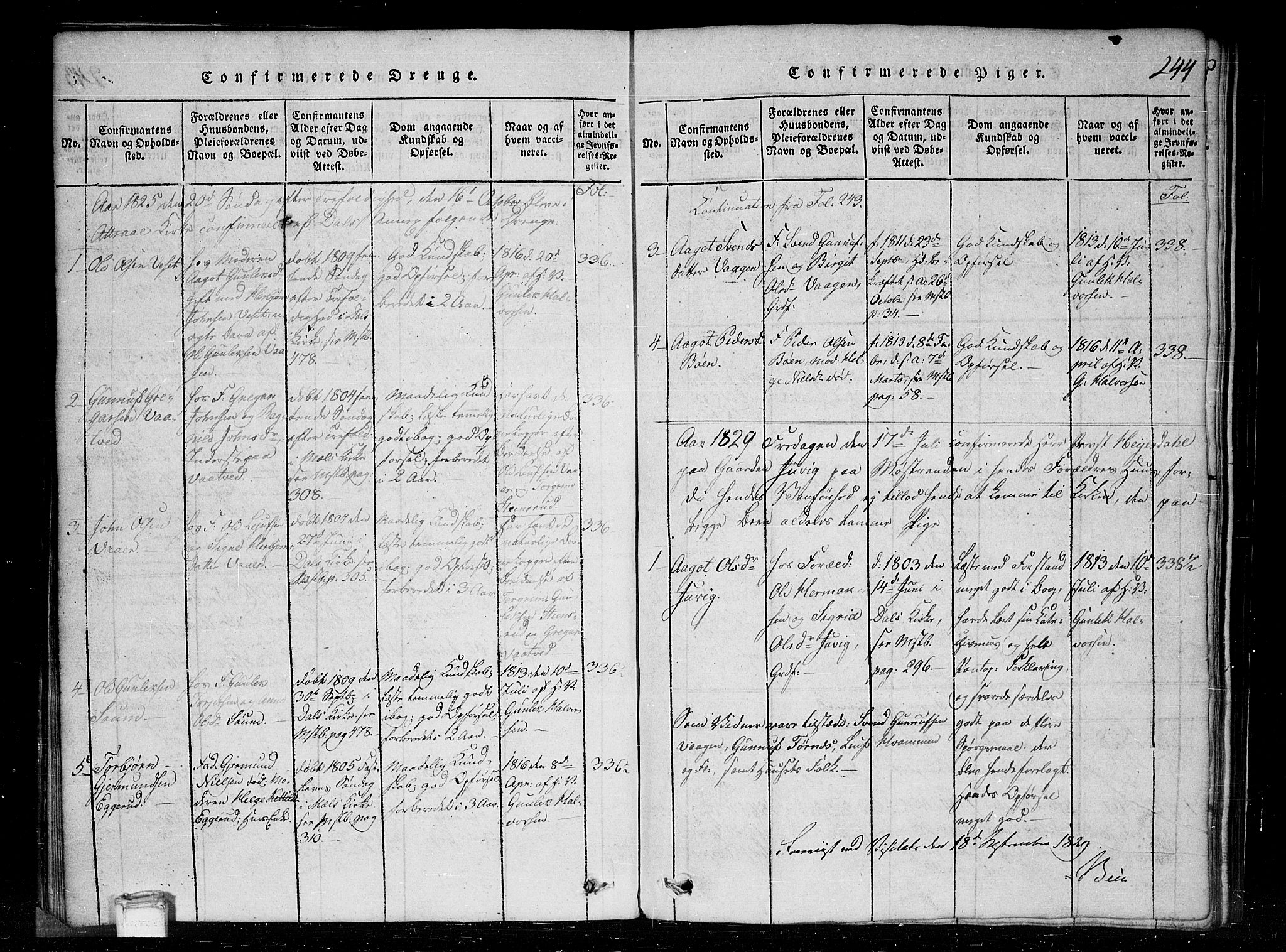 Tinn kirkebøker, SAKO/A-308/G/Gc/L0001: Parish register (copy) no. III 1, 1815-1879, p. 244