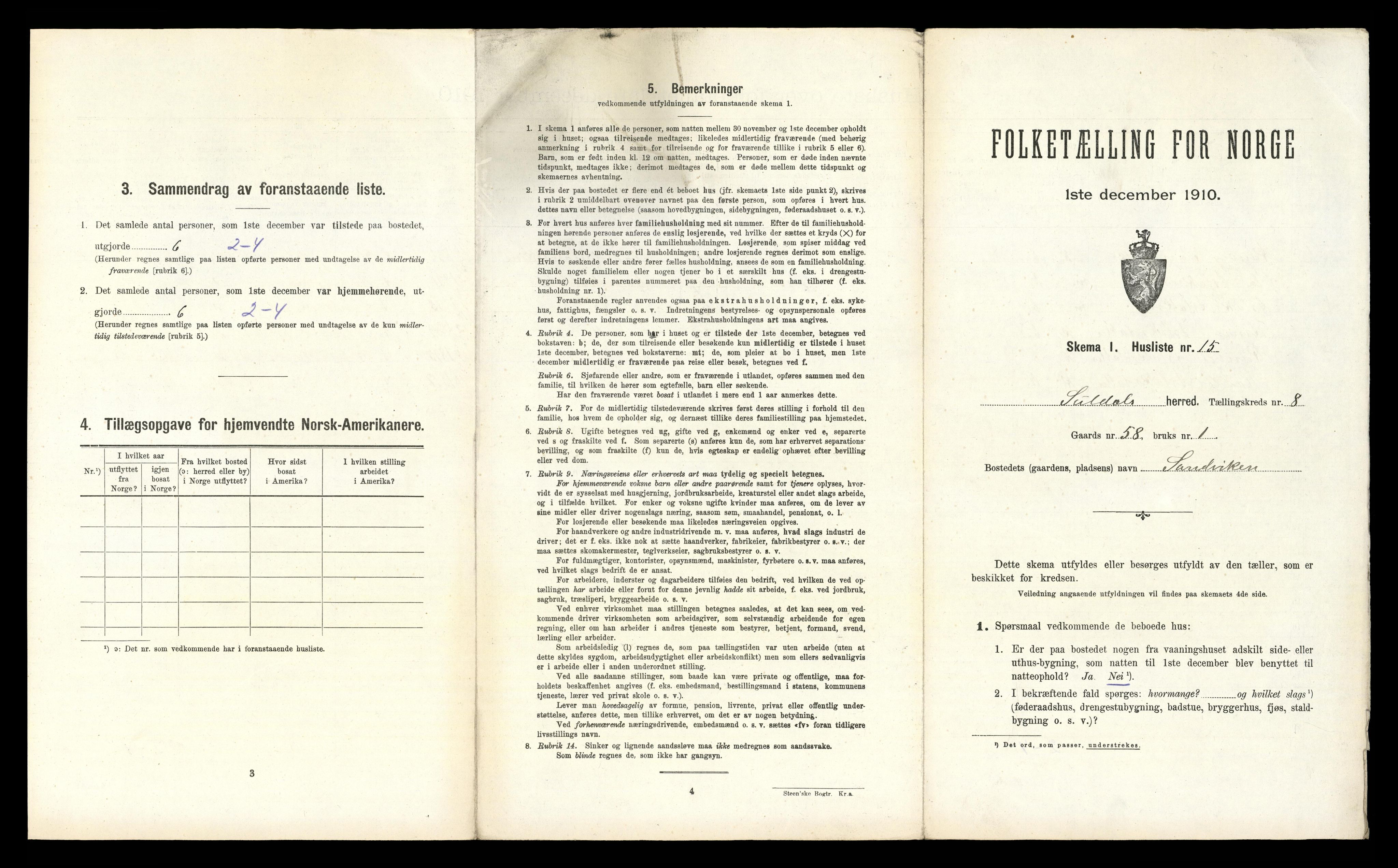 RA, 1910 census for Suldal, 1910, p. 541