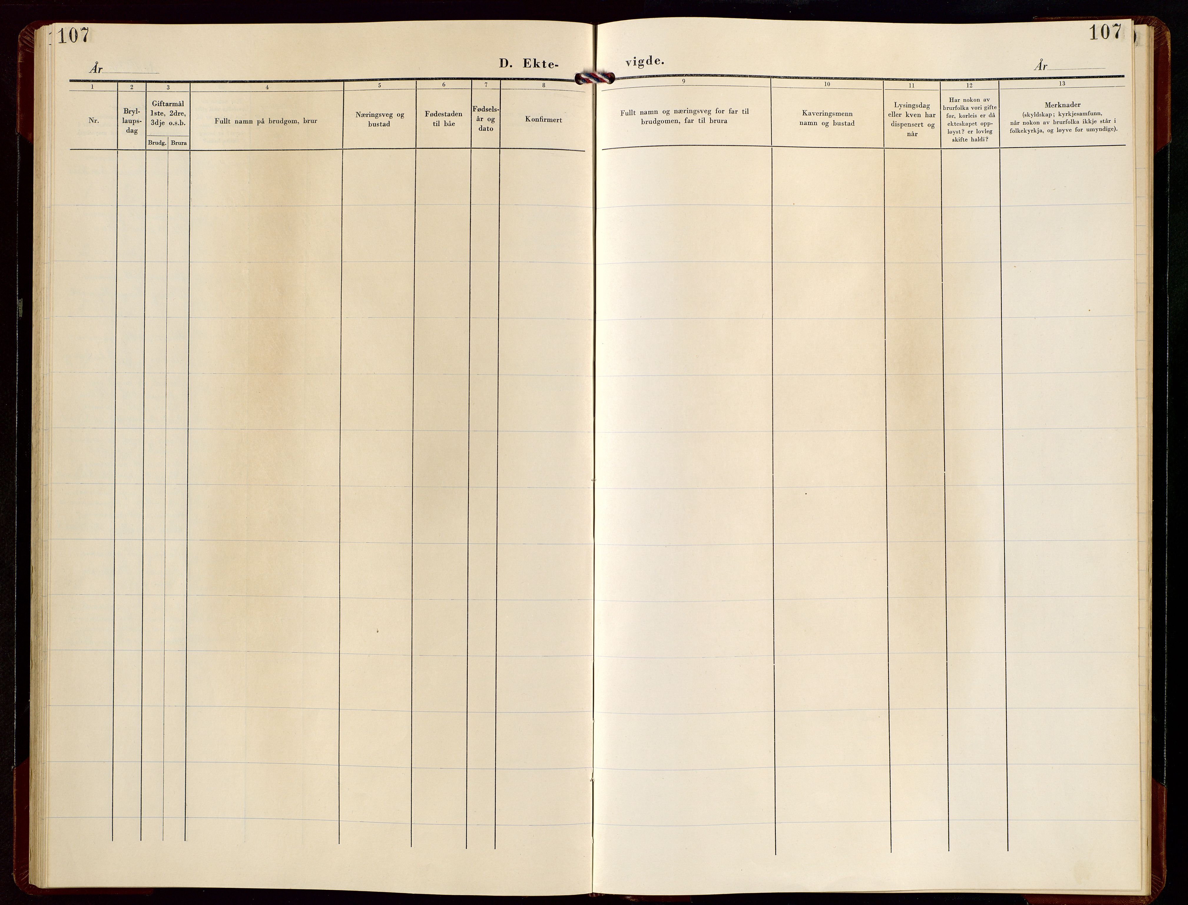 Skjold sokneprestkontor, AV/SAST-A-101847/H/Ha/Hab/L0014: Parish register (copy) no. B 14, 1951-1976, p. 107