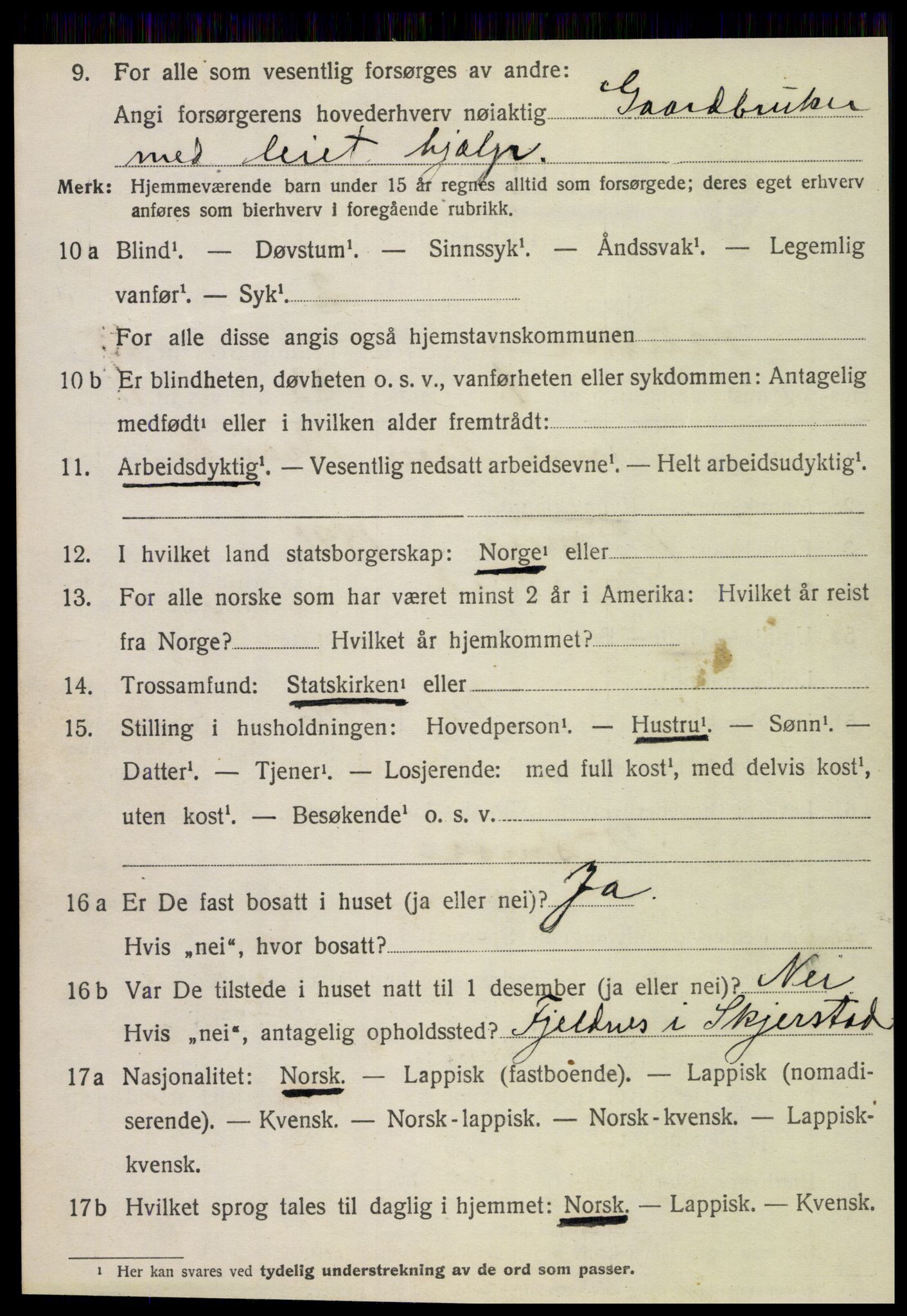 SAT, 1920 census for Fauske, 1920, p. 9341