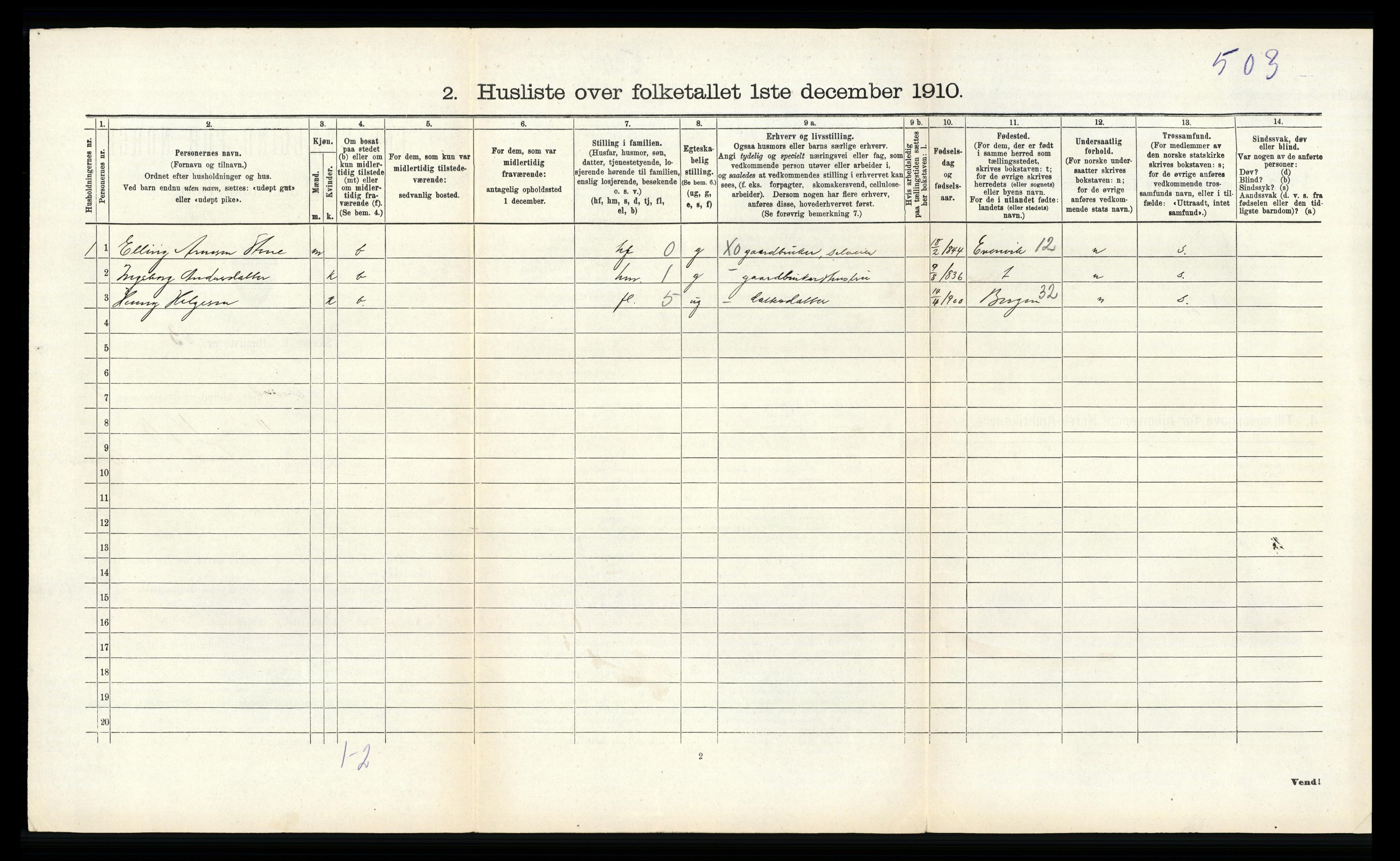 RA, 1910 census for Sund, 1910, p. 199