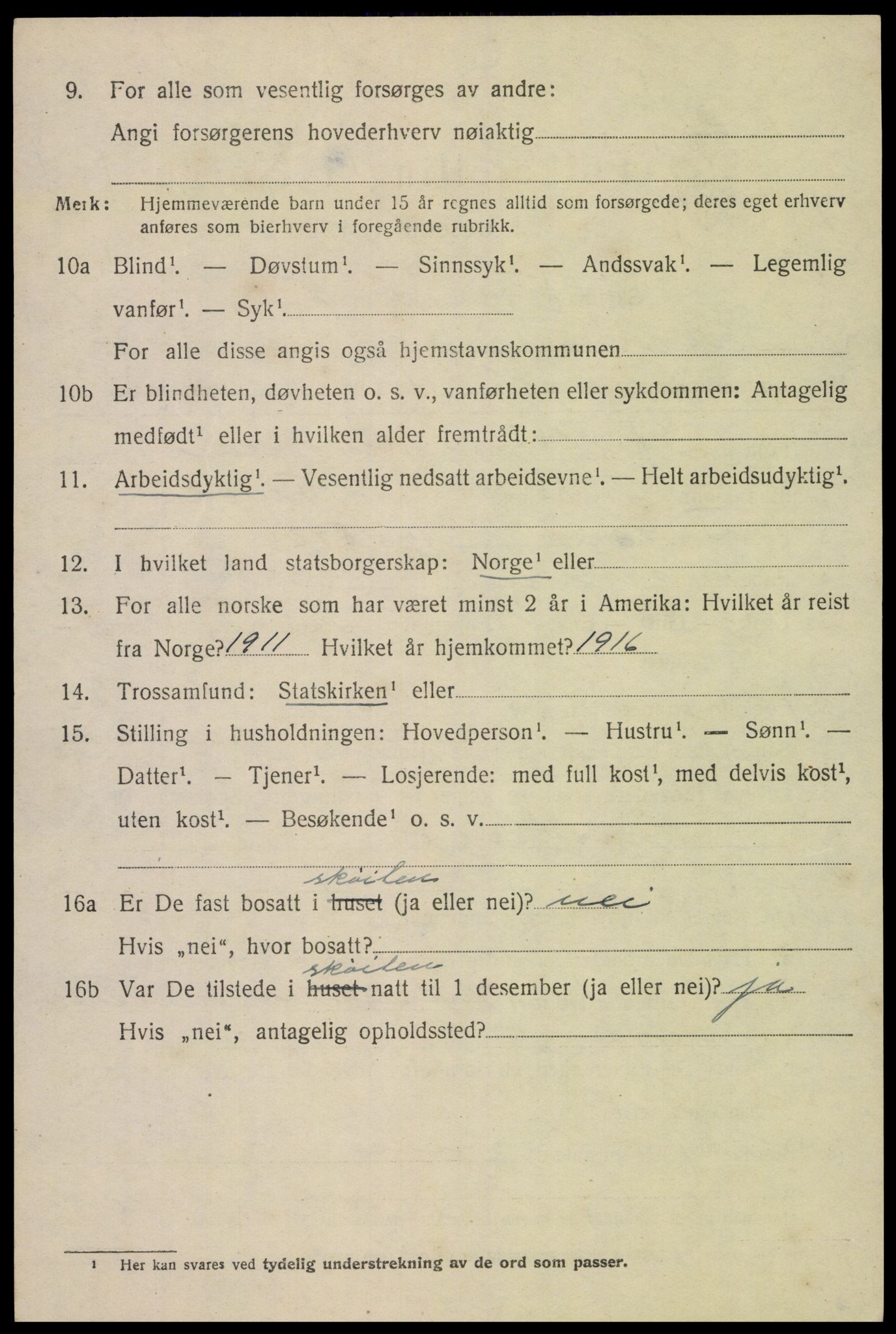 SAK, 1920 census for Randesund, 1920, p. 2309