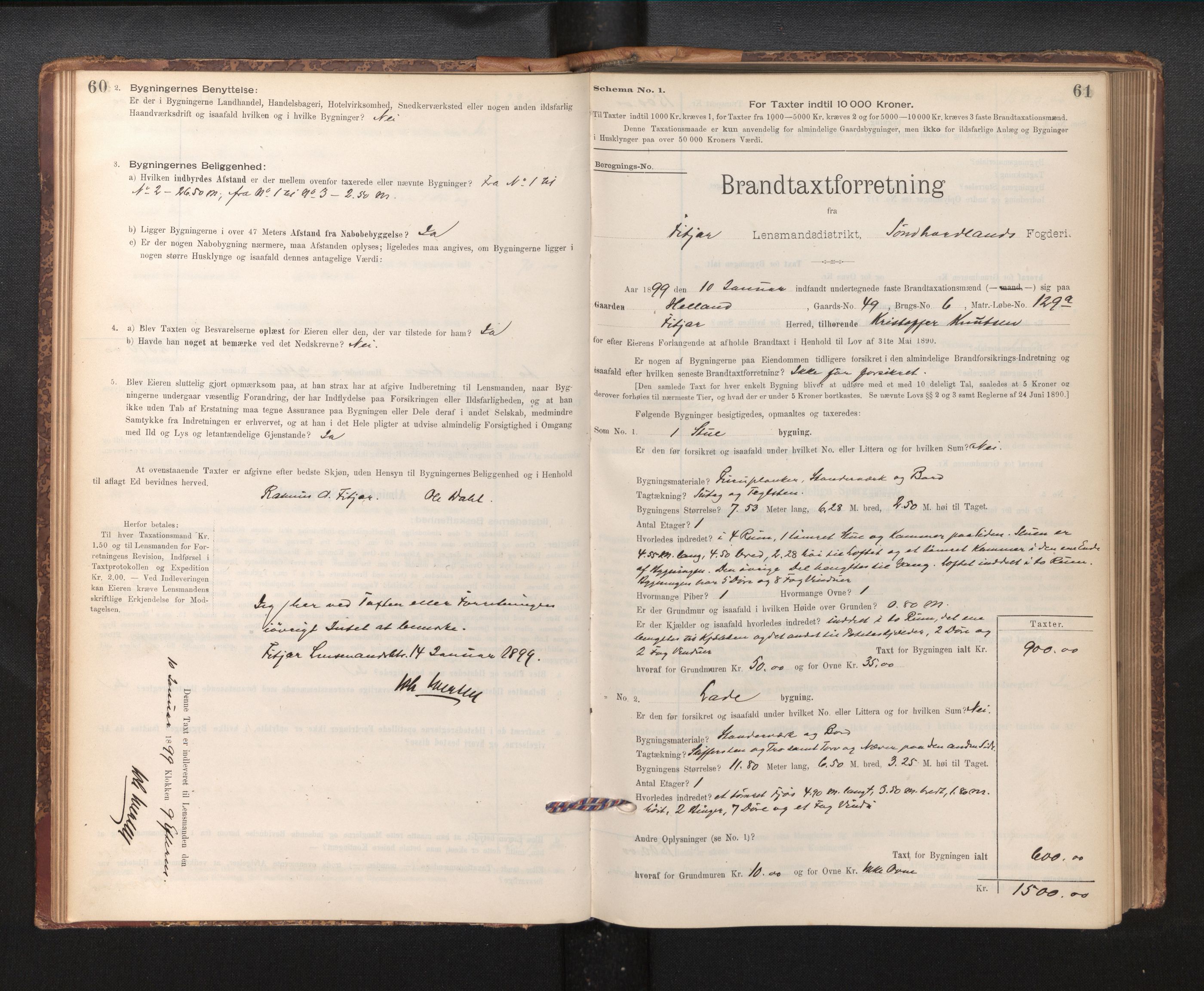 Lensmannen i Fitjar, SAB/A-32001/0012/L0001: Branntakstprotokoll, skjematakst, 1895-1948, p. 60-61