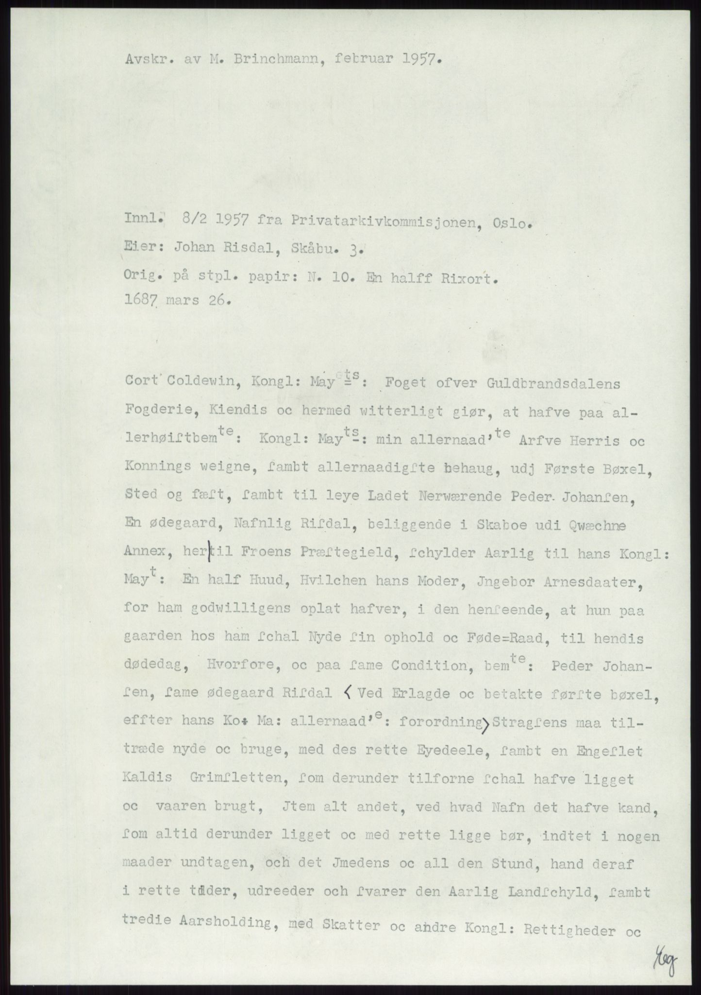 Samlinger til kildeutgivelse, Diplomavskriftsamlingen, RA/EA-4053/H/Ha, p. 3279