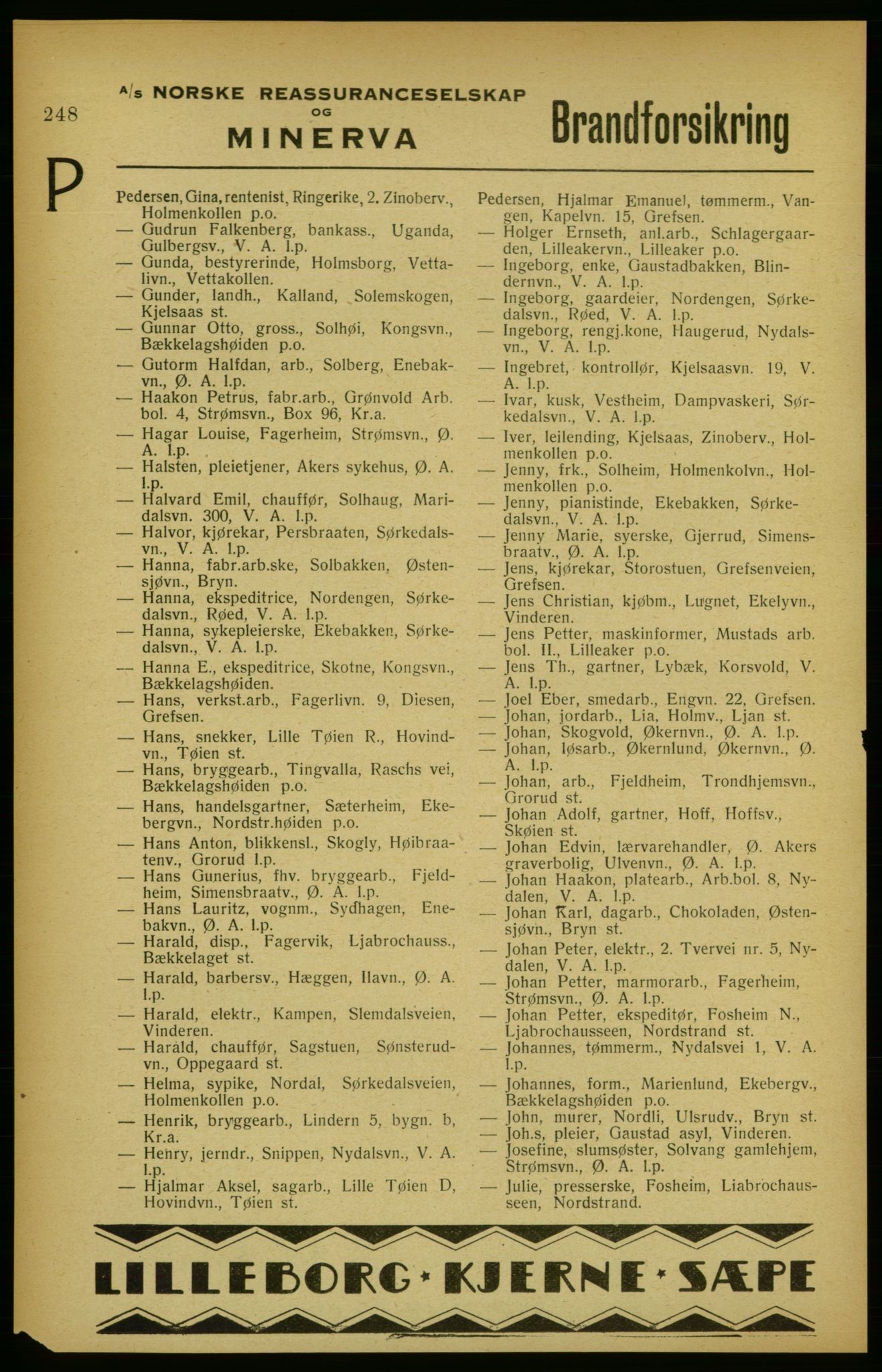 Aker adressebok/adressekalender, PUBL/001/A/002: Akers adressekalender, 1922, p. 248