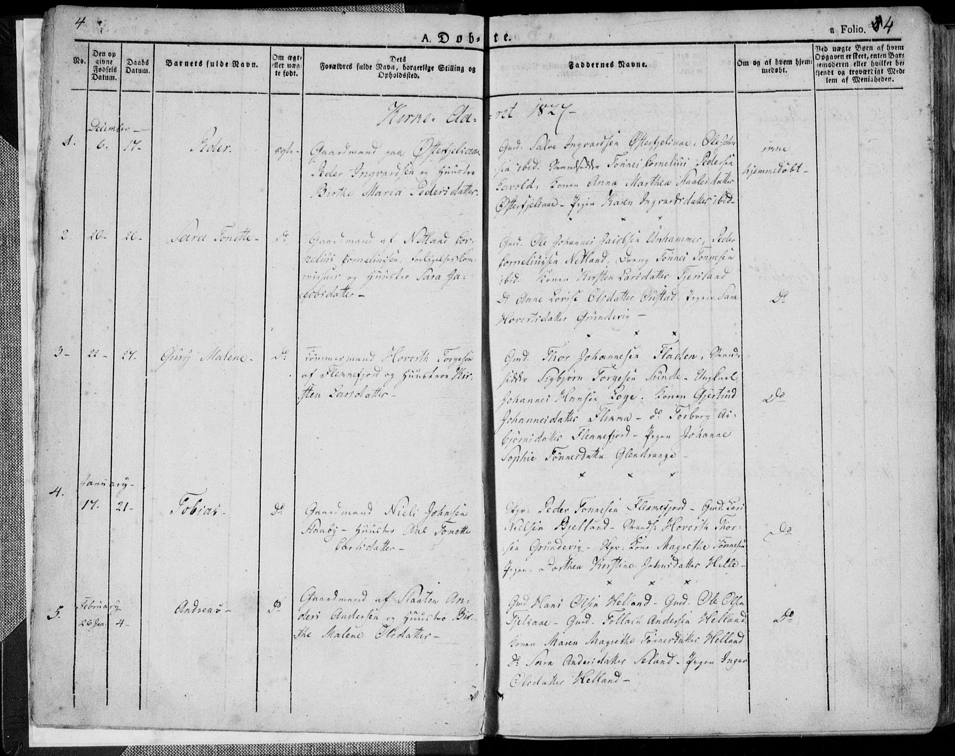 Flekkefjord sokneprestkontor, SAK/1111-0012/F/Fa/Fac/L0003: Parish register (official) no. A 3, 1826-1841, p. 4