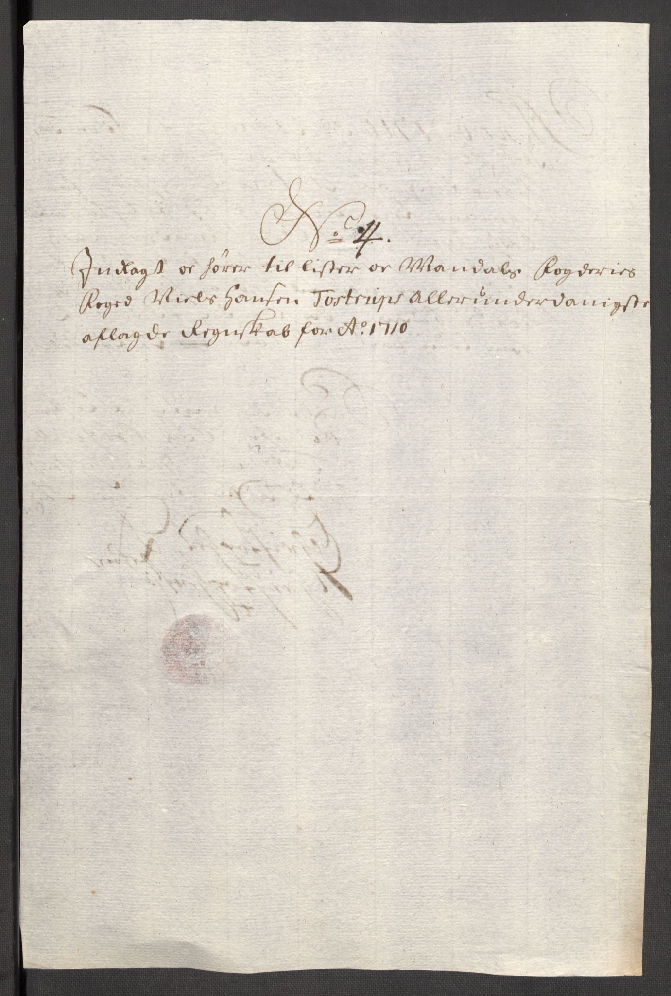 Rentekammeret inntil 1814, Reviderte regnskaper, Fogderegnskap, AV/RA-EA-4092/R43/L2553: Fogderegnskap Lista og Mandal, 1710, p. 33