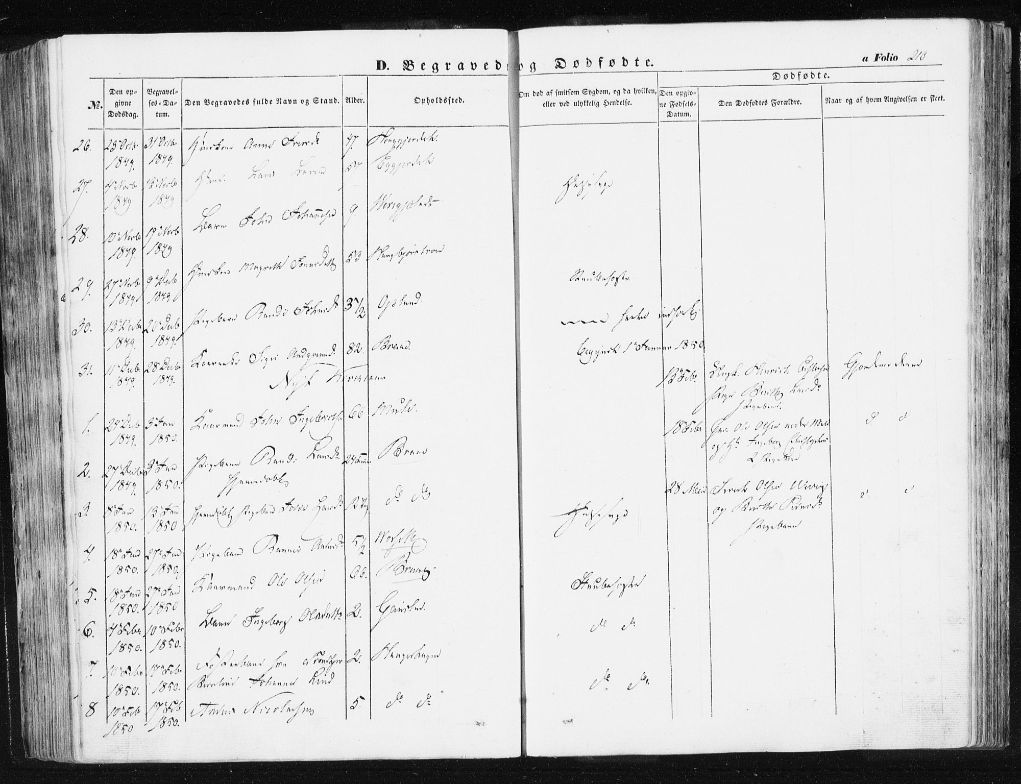 Ministerialprotokoller, klokkerbøker og fødselsregistre - Sør-Trøndelag, AV/SAT-A-1456/612/L0376: Parish register (official) no. 612A08, 1846-1859, p. 210