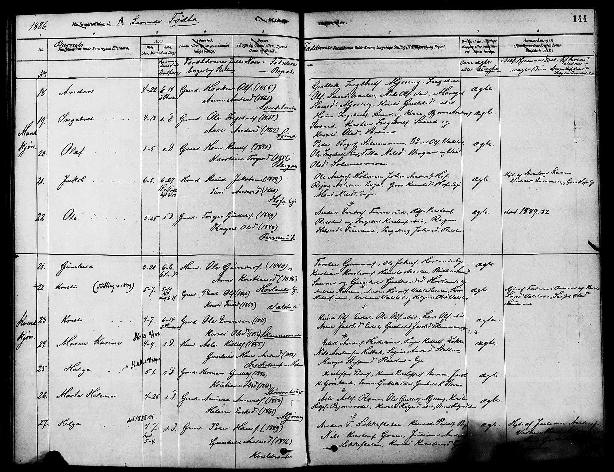 Sigdal kirkebøker, AV/SAKO-A-245/F/Fa/L0011: Parish register (official) no. I 11, 1879-1887, p. 144