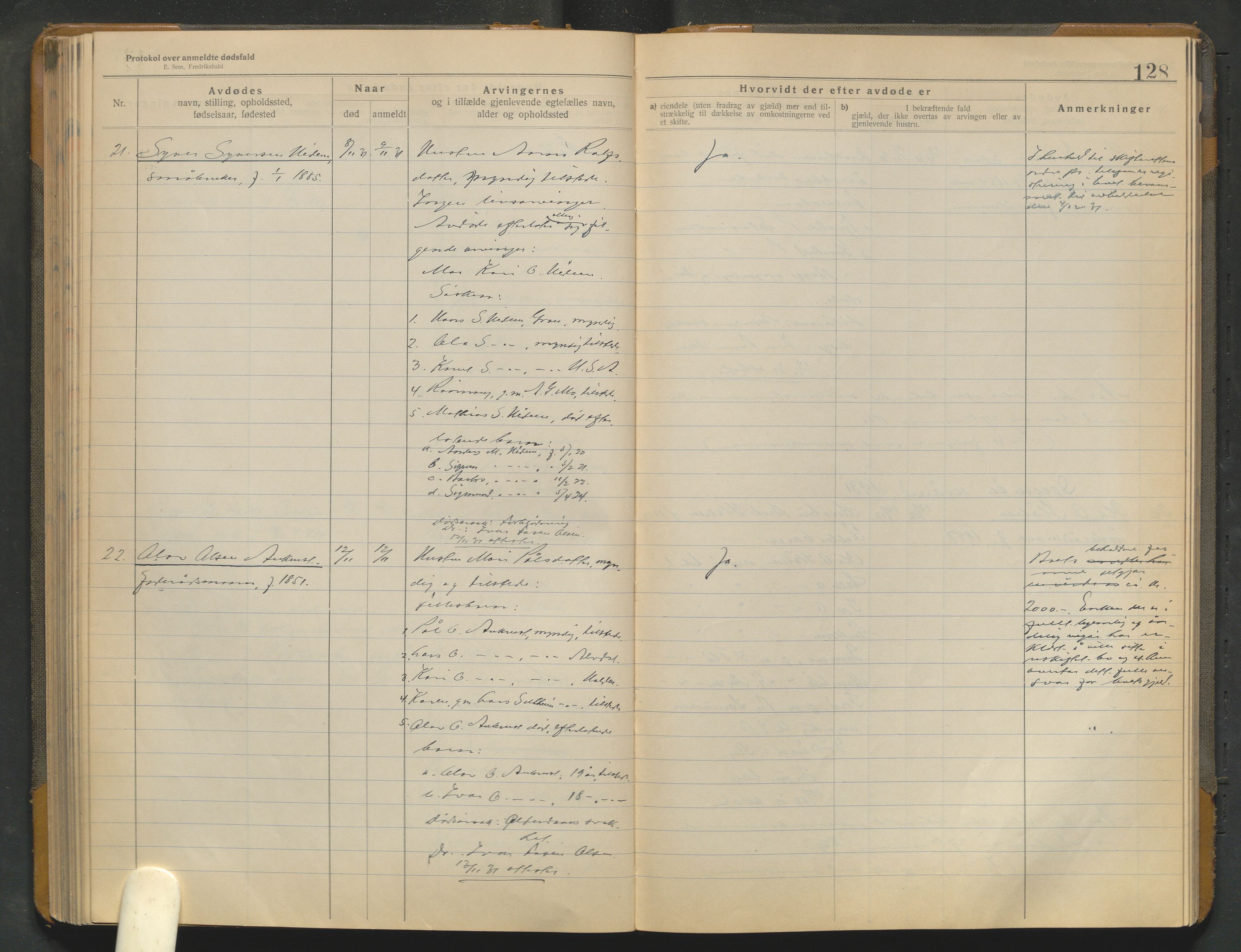 Lom lensmannskontor, AV/SAH-PGL-006/H/Ha/Haa/L0001/0004: Dødsfallsprotokoller / Dødsfallsprotokoll, 1922-1937, p. 128