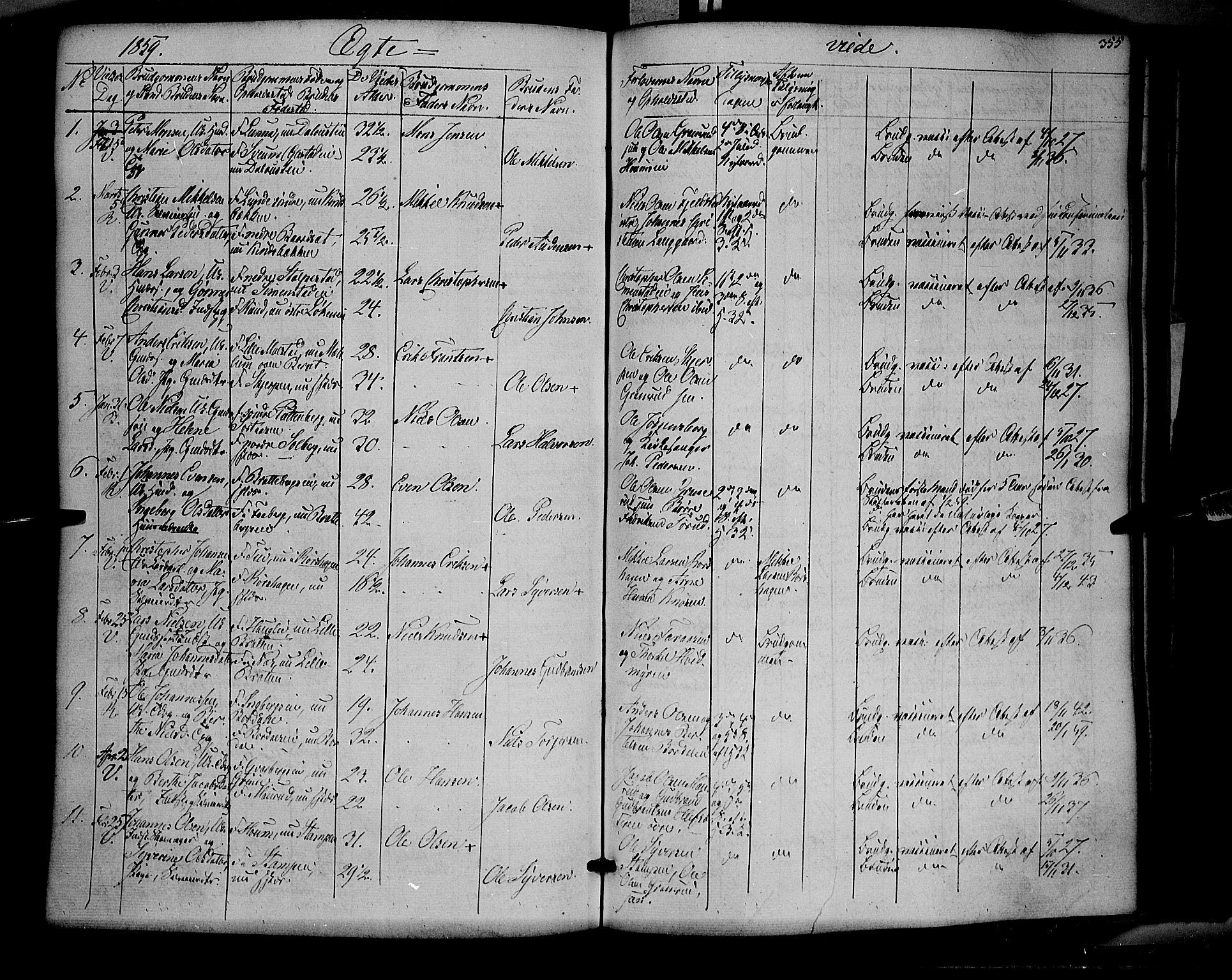 Ringsaker prestekontor, SAH/PREST-014/K/Ka/L0009: Parish register (official) no. 9, 1850-1860, p. 355