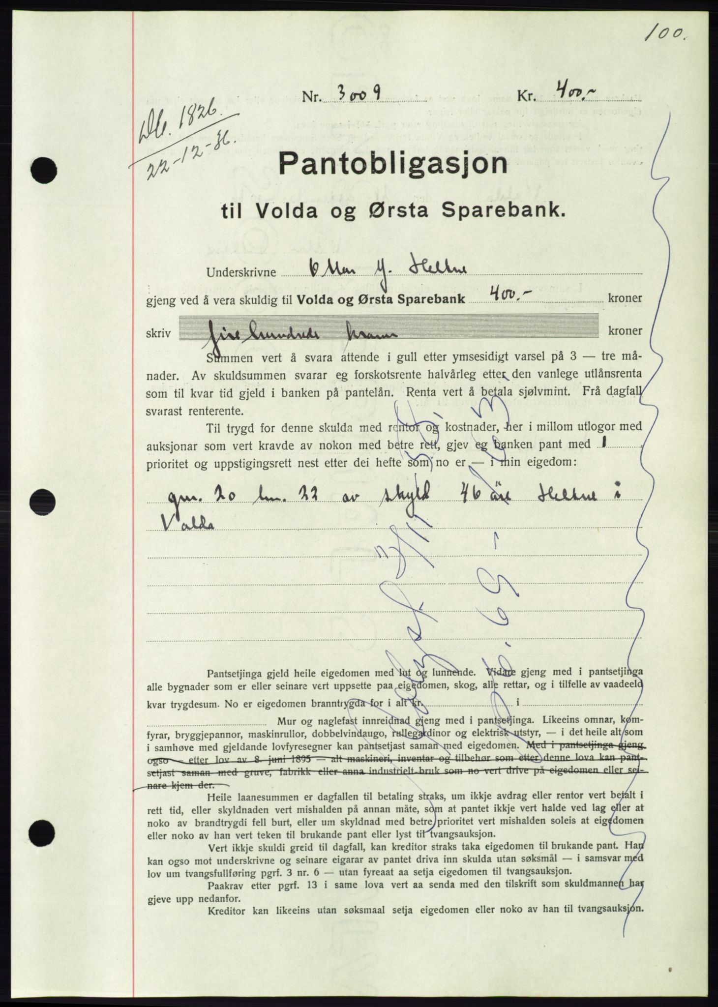 Søre Sunnmøre sorenskriveri, SAT/A-4122/1/2/2C/L0062: Mortgage book no. 56, 1936-1937, Diary no: : 1826/1936
