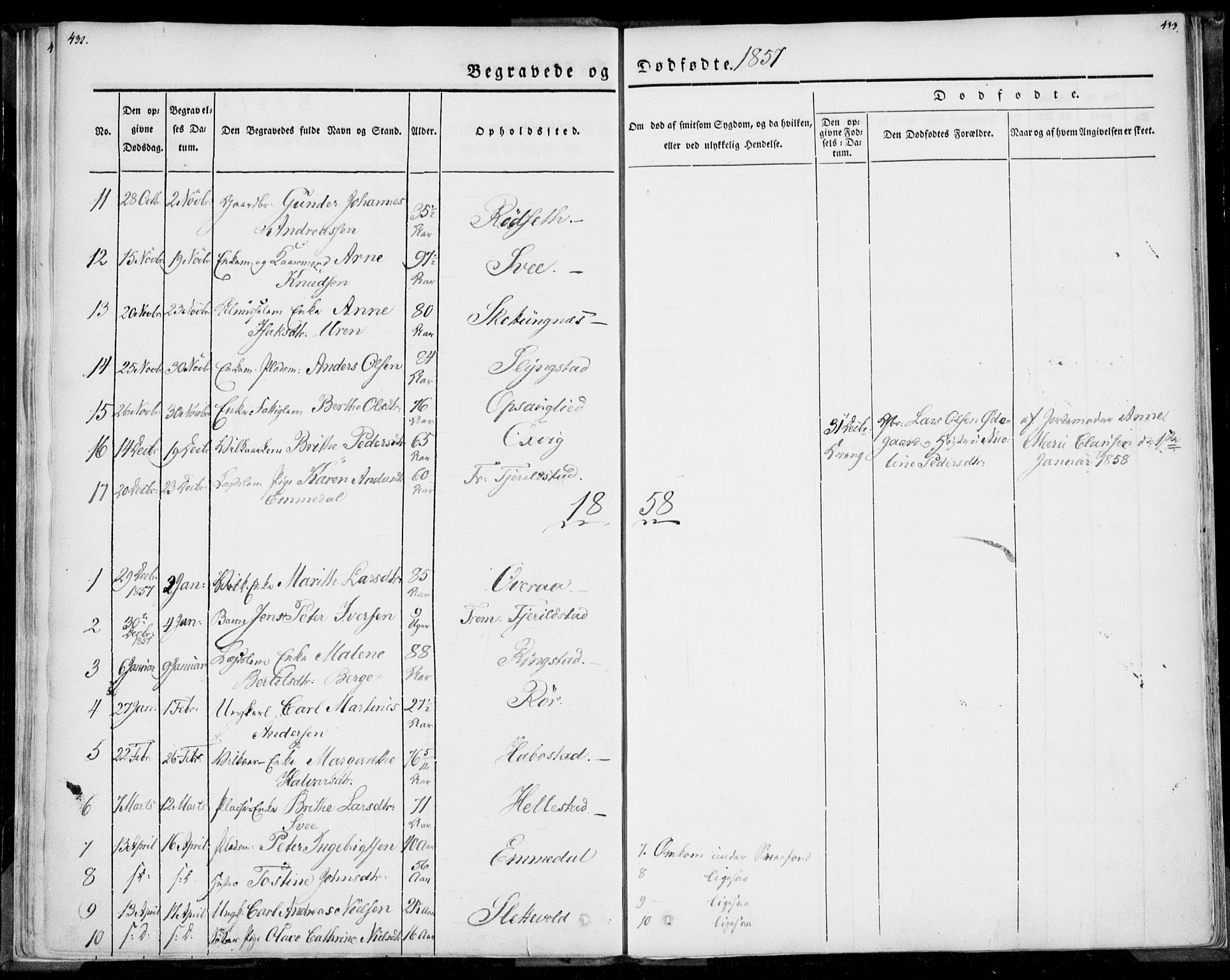 Ministerialprotokoller, klokkerbøker og fødselsregistre - Møre og Romsdal, AV/SAT-A-1454/520/L0277: Parish register (official) no. 520A07, 1843-1861, p. 432-433