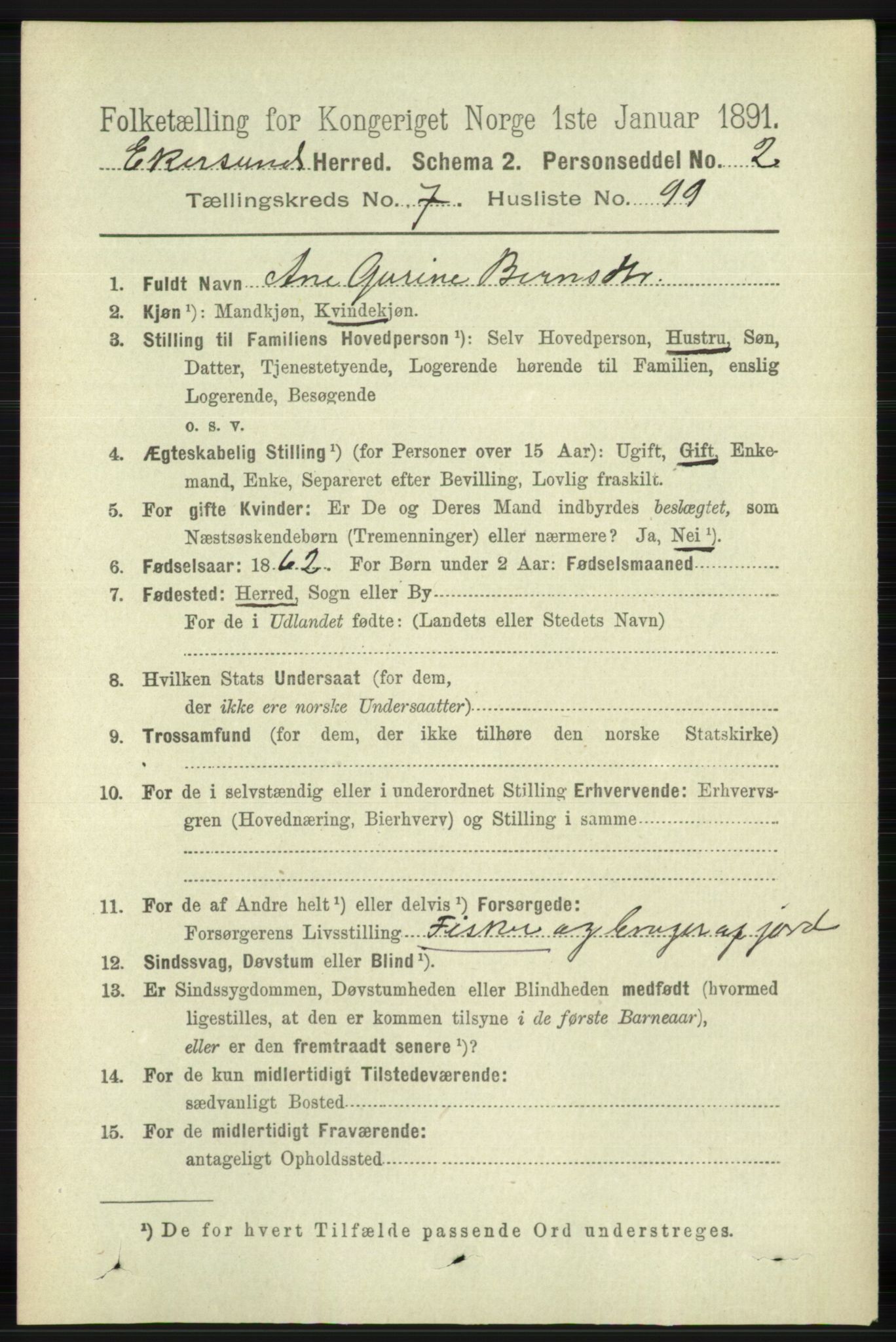 RA, 1891 census for 1116 Eigersund herred, 1891, p. 3400