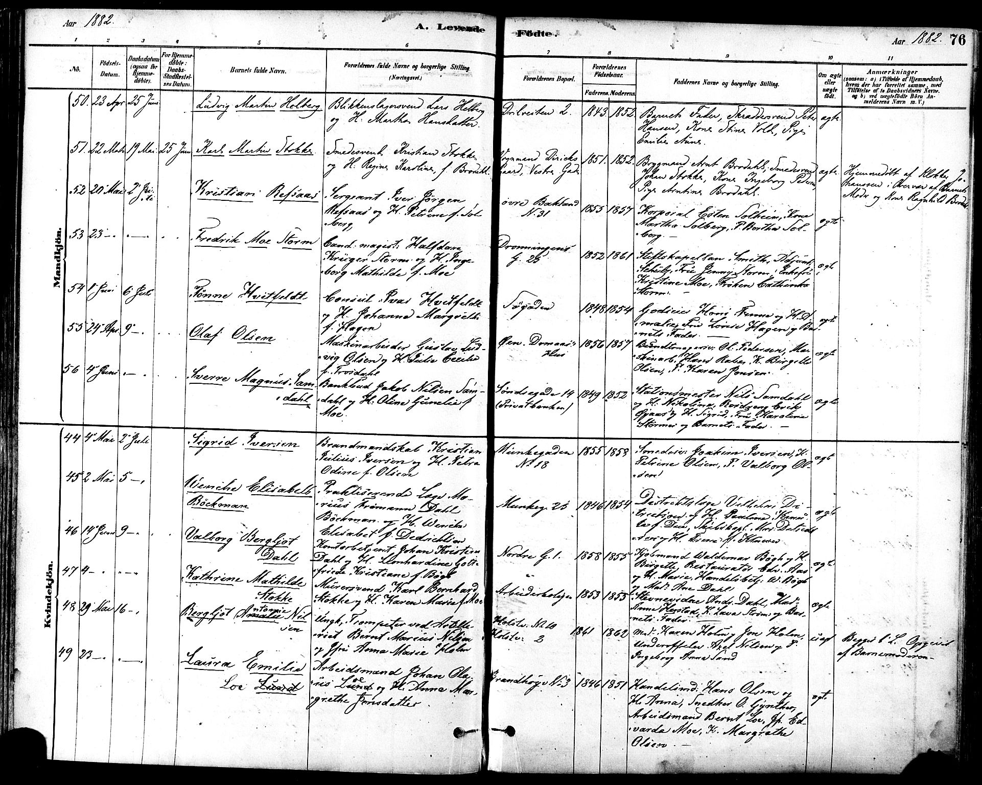 Ministerialprotokoller, klokkerbøker og fødselsregistre - Sør-Trøndelag, SAT/A-1456/601/L0057: Parish register (official) no. 601A25, 1877-1891, p. 76