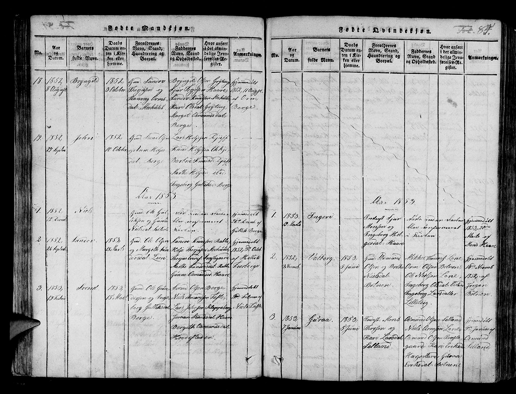 Røldal sokneprestembete, AV/SAB-A-100247: Parish register (official) no. A 2, 1817-1856, p. 85