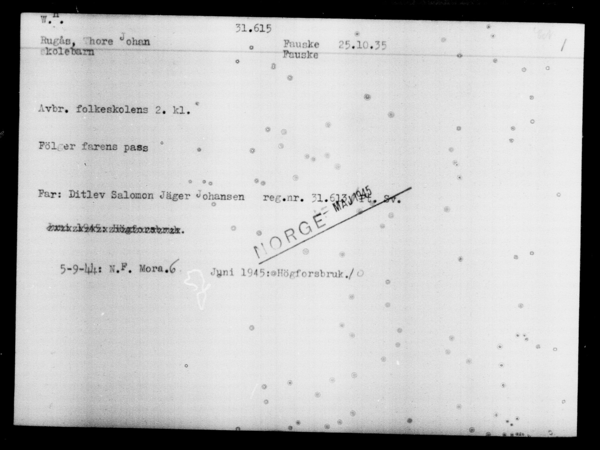 Den Kgl. Norske Legasjons Flyktningskontor, RA/S-6753/V/Va/L0013: Kjesäterkartoteket.  Flyktningenr. 31500-34731, 1940-1945, p. 125