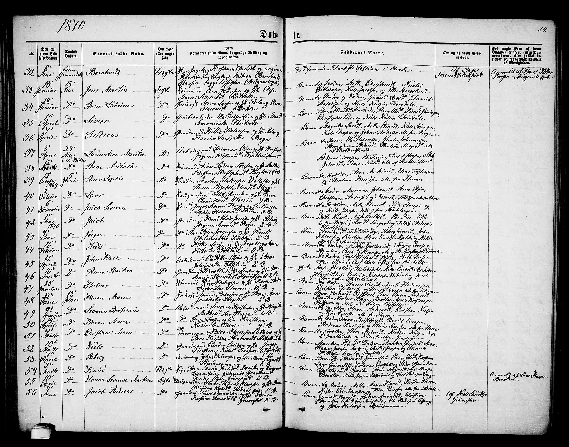 Bamble kirkebøker, AV/SAKO-A-253/G/Ga/L0006: Parish register (copy) no. I 6, 1860-1876, p. 59