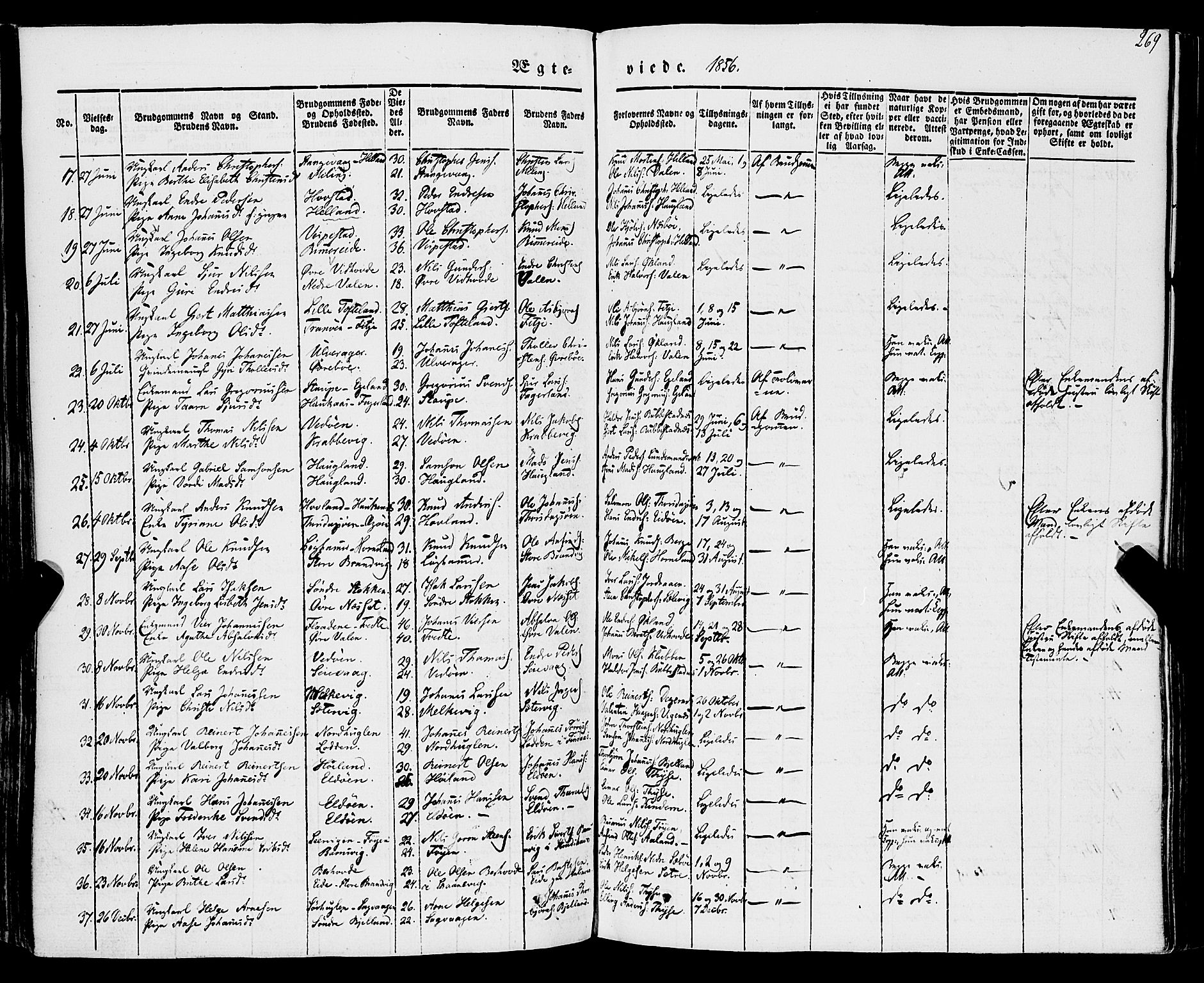 Stord sokneprestembete, SAB/A-78201/H/Haa: Parish register (official) no. A 7, 1841-1861, p. 269