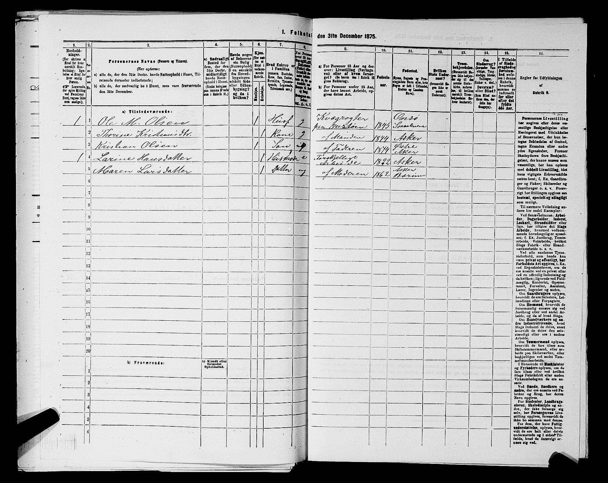 RA, 1875 census for 0220P Asker, 1875, p. 1751