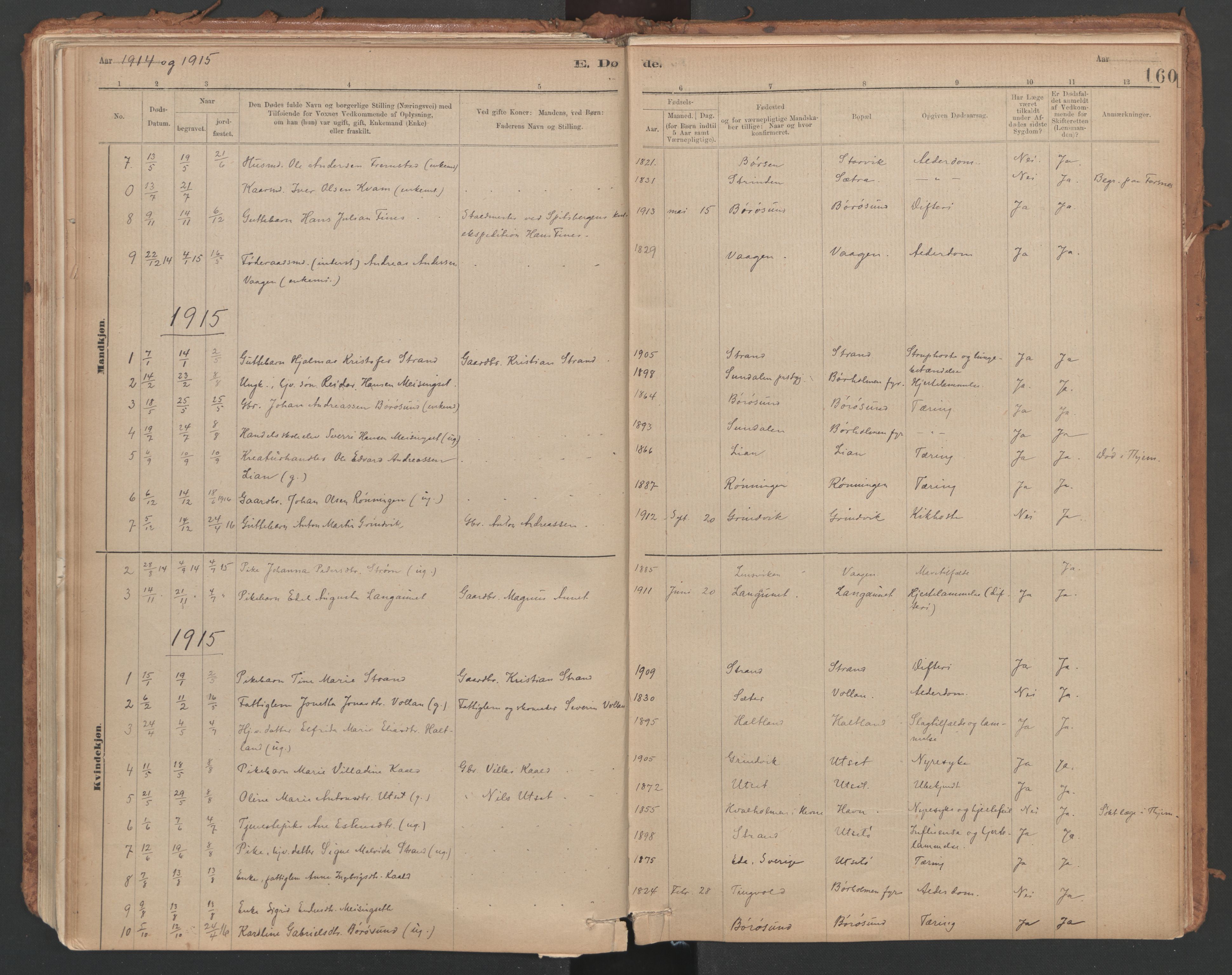 Ministerialprotokoller, klokkerbøker og fødselsregistre - Sør-Trøndelag, SAT/A-1456/639/L0572: Parish register (official) no. 639A01, 1890-1920, p. 160