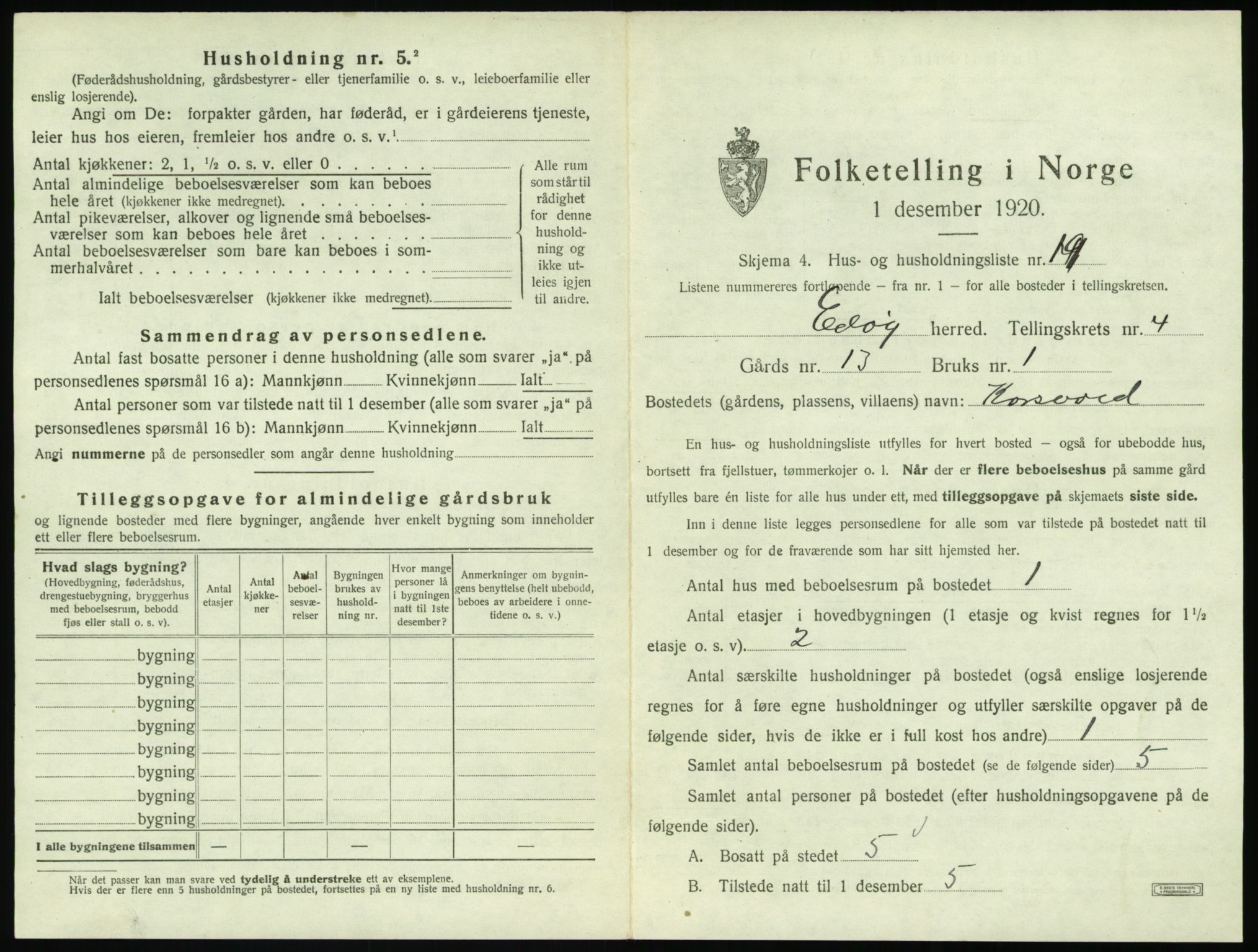 SAT, 1920 census for Edøy, 1920, p. 226